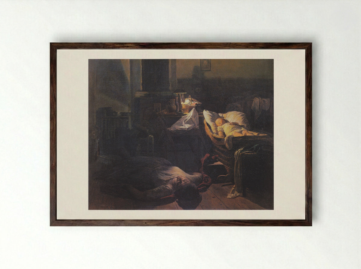 Depleted Power - Ferdinand Georg Waldmüller - Framed Print Dark Wood