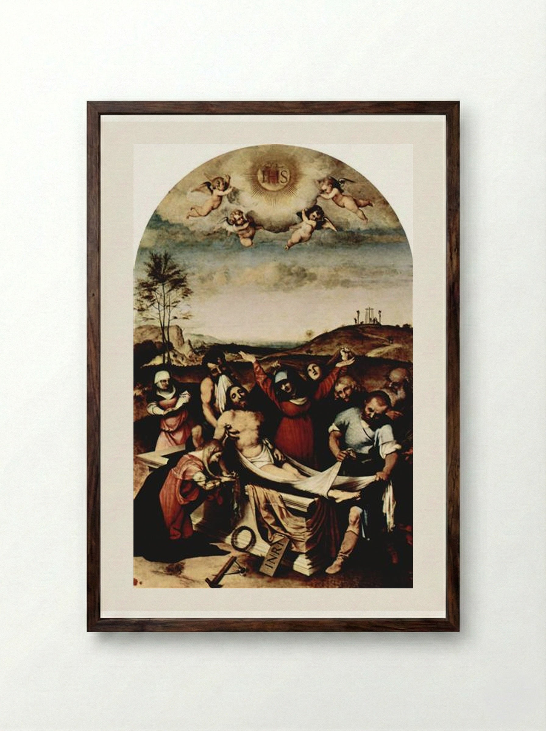 Deposition of Christ - Lorenzo Lotto - Framed Print Dark Wood