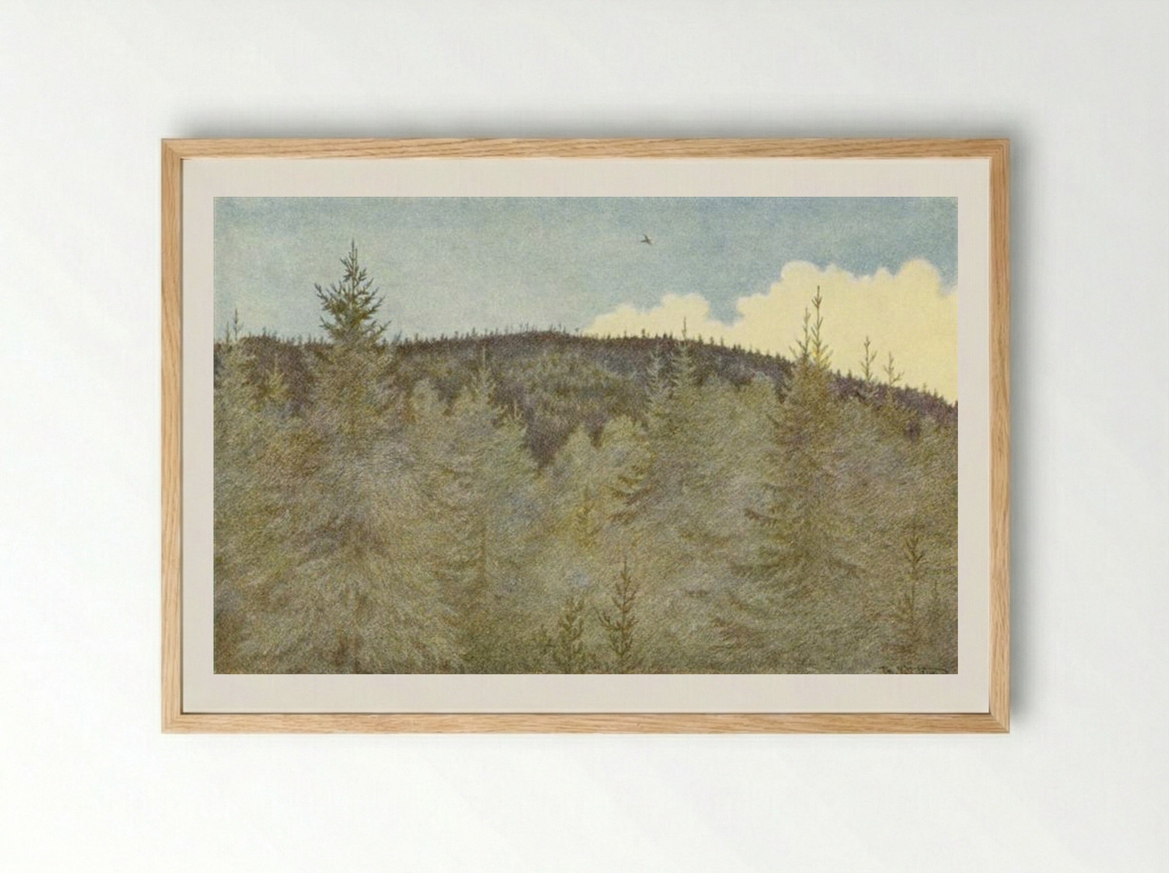 Der Floei En Fugl Over Granehei - Theodor Severin Kittelsen - Framed Print Wood