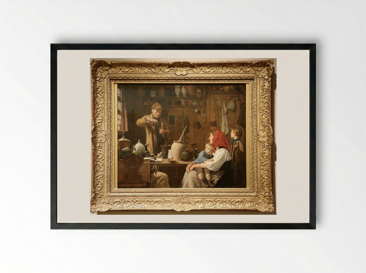 Der Quacksalber - Albert Anker - Framed Print Black