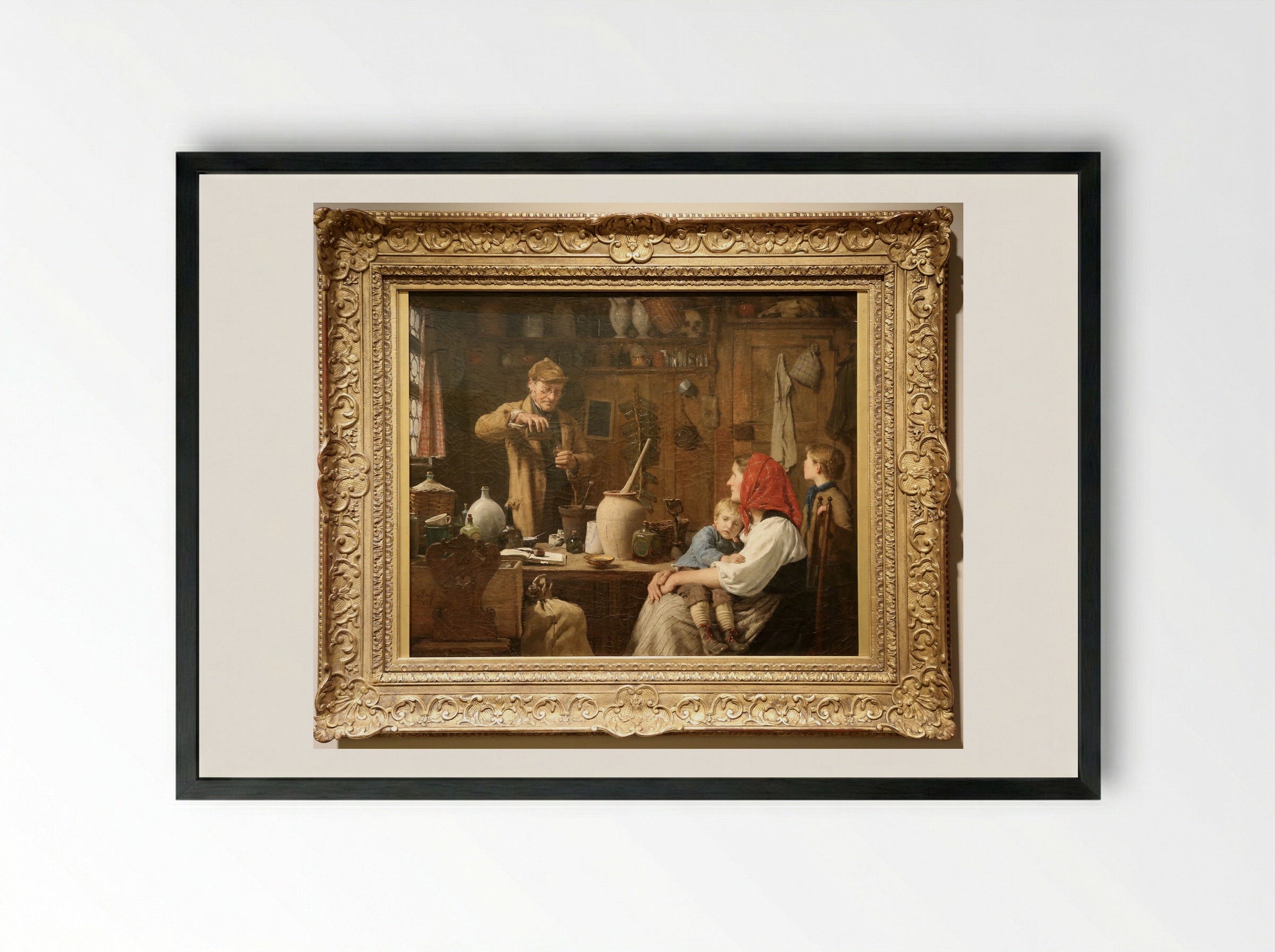 Der Quacksalber - Albert Anker - Framed Print Black