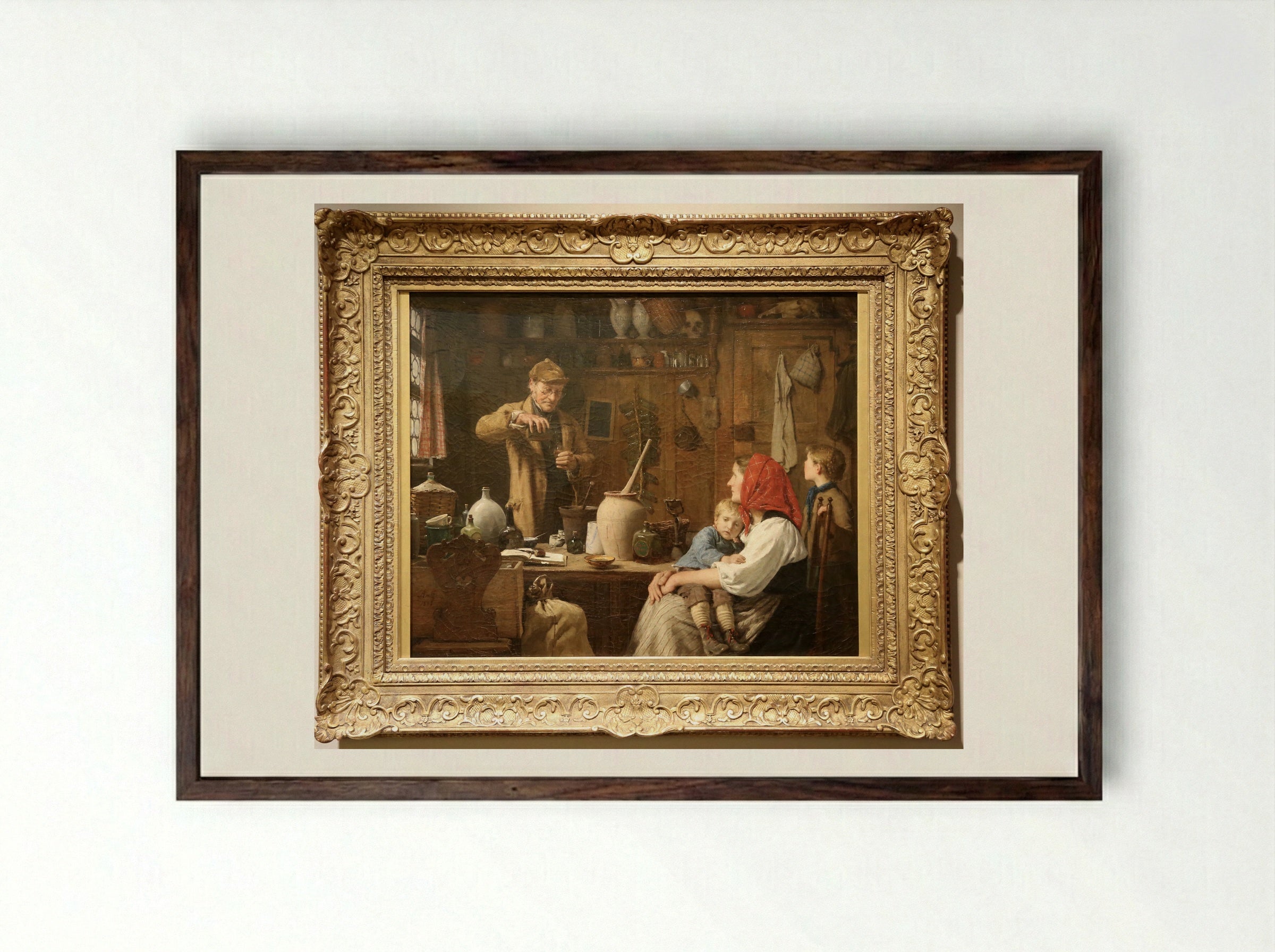 Der Quacksalber - Albert Anker - Framed Print Dark Wood
