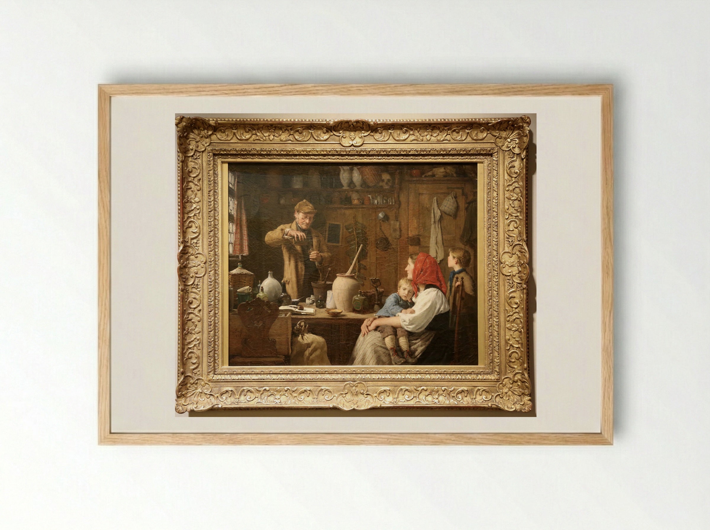 Der Quacksalber - Albert Anker - Framed Print Wood