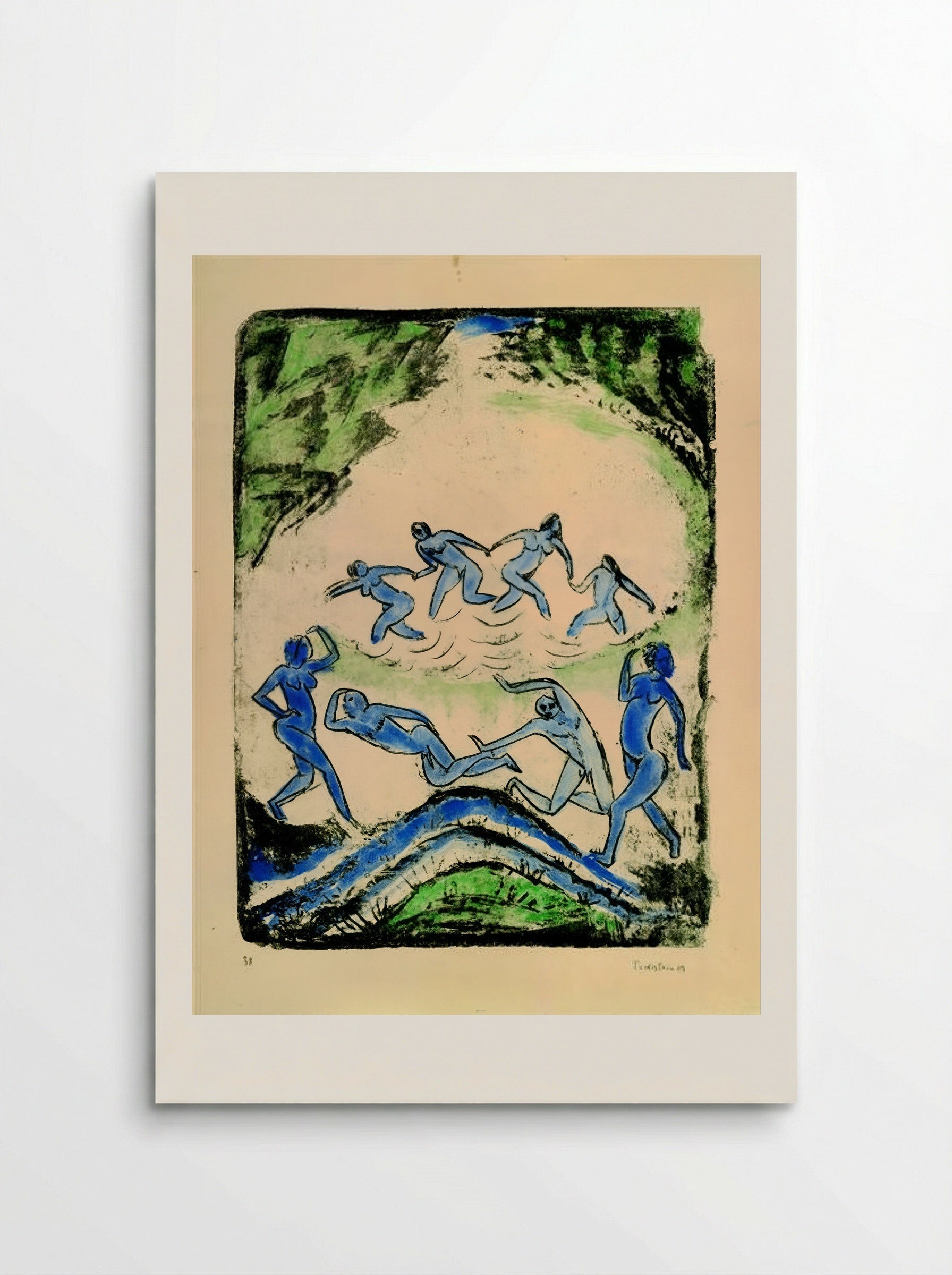 Der Tanz (Tanzende und Badende am Waldteich) - Max Pechstein - Poster