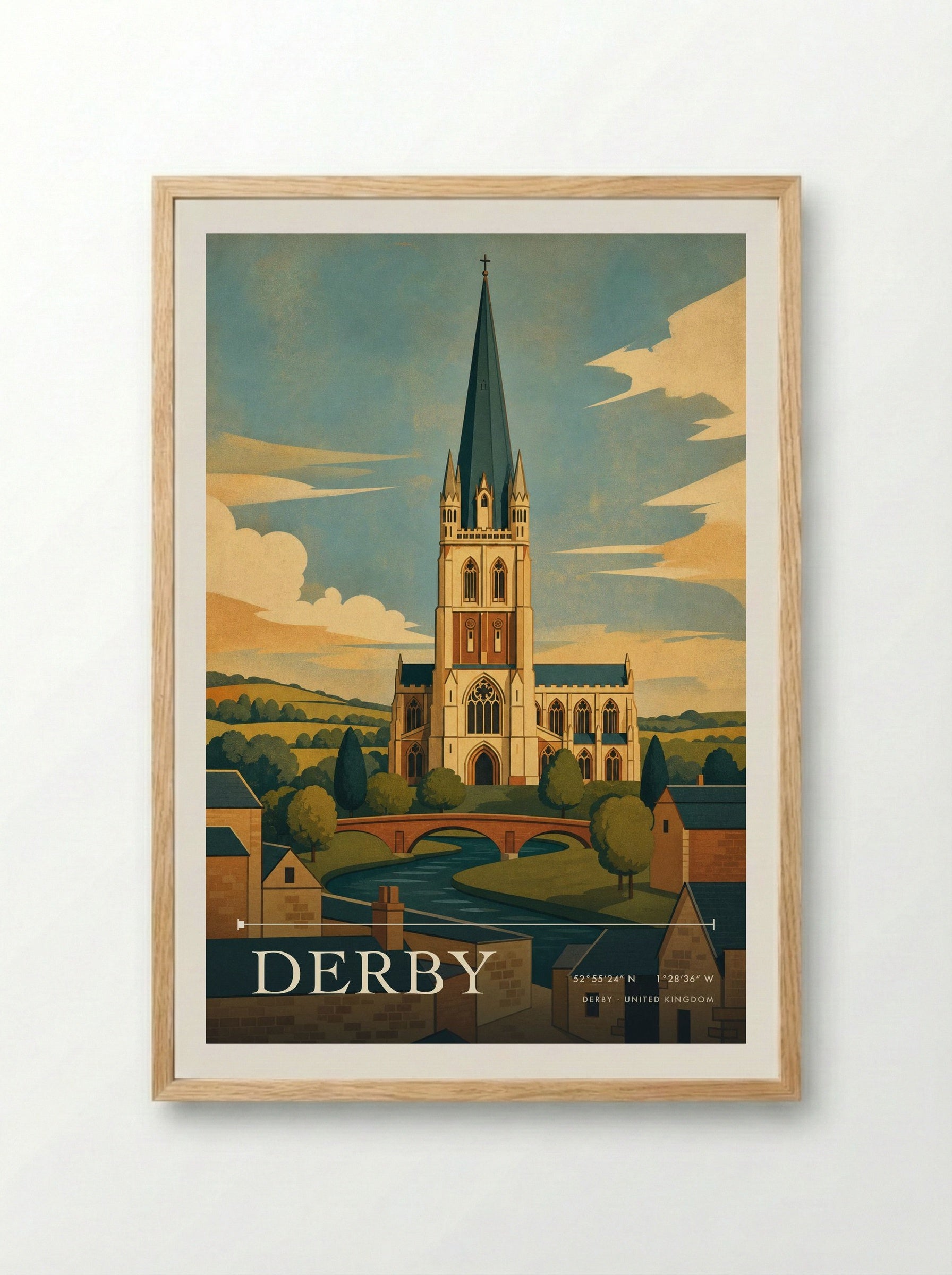 Derby United Kingdom Travel Poster - Framed Print Wood