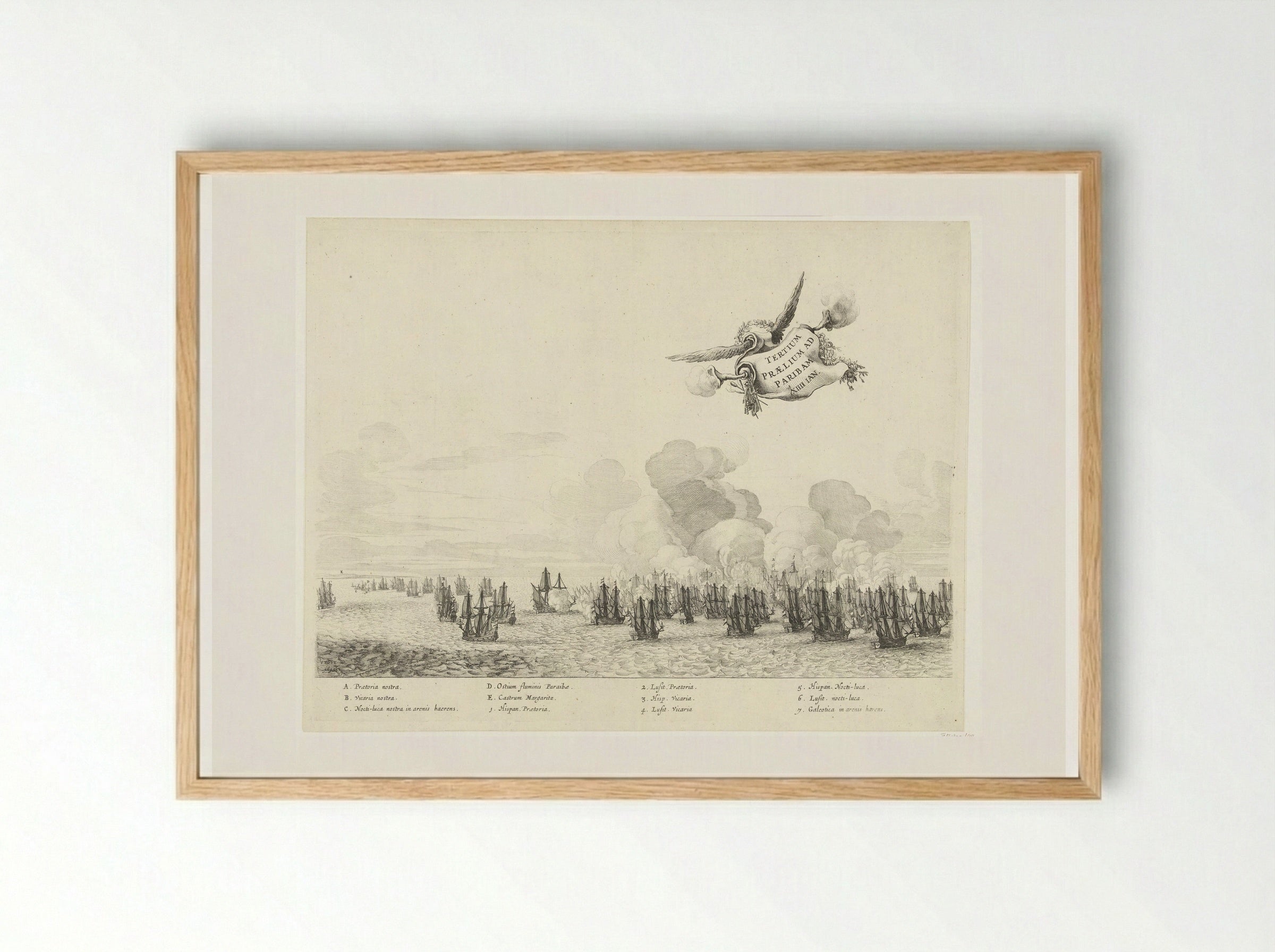 Derde gevecht met de Portugese vloot bij Paraiba - Salomon Savery - Framed Print Wood