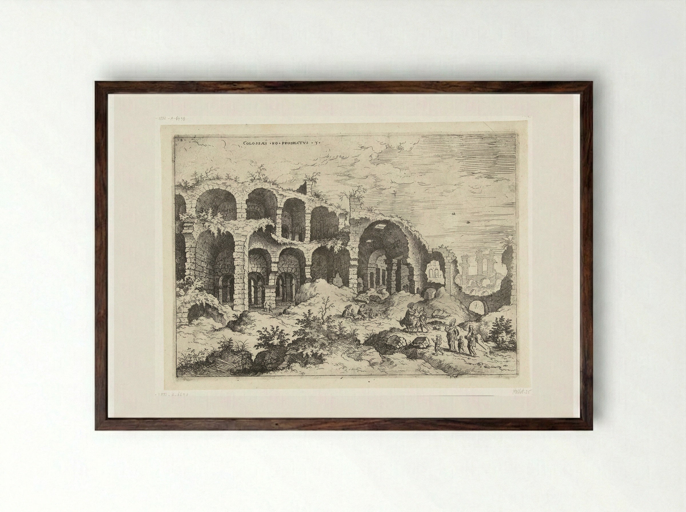 Derde gezicht op het Colosseum te Rome - Hieronymus Cock - Framed Print Dark Wood