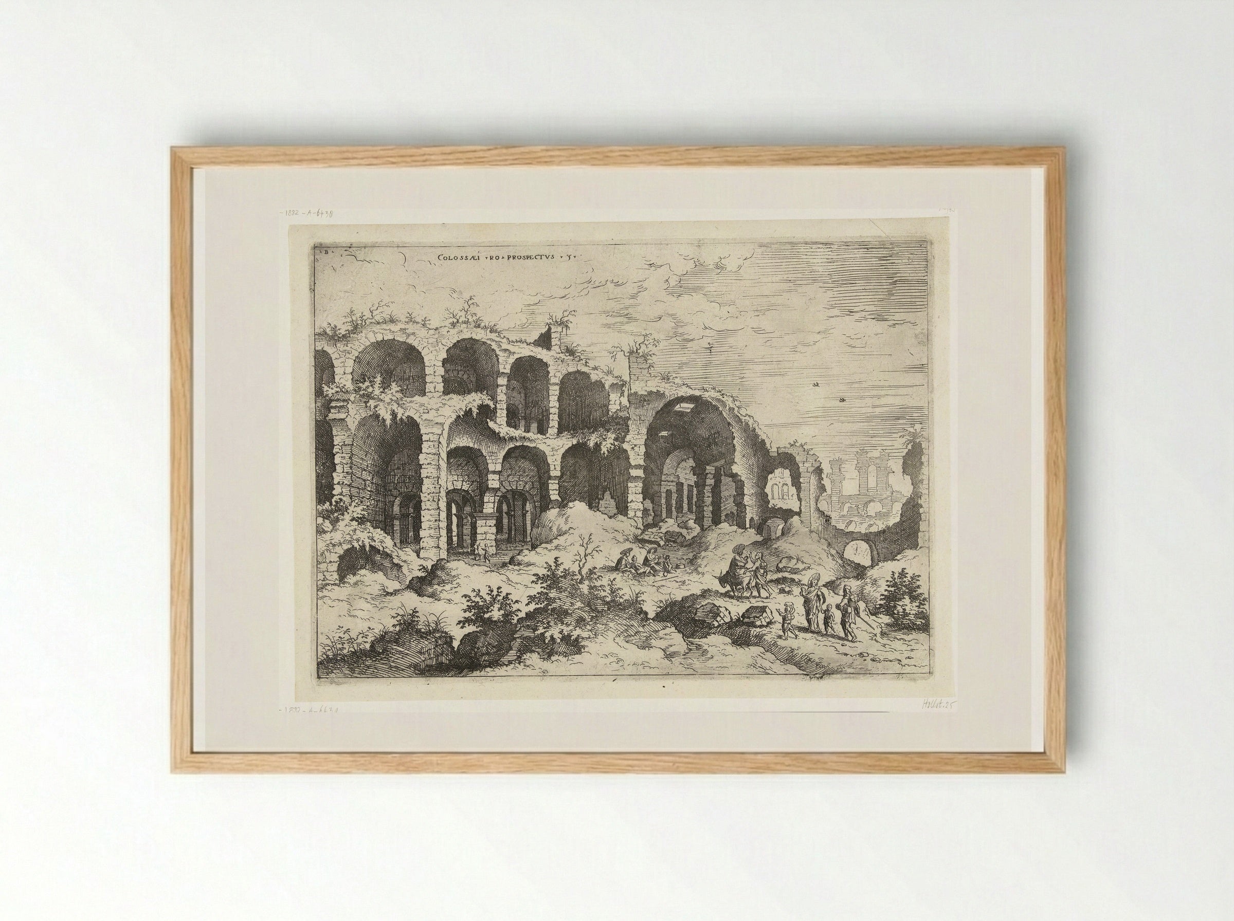 Derde gezicht op het Colosseum te Rome - Hieronymus Cock - Framed Print Wood