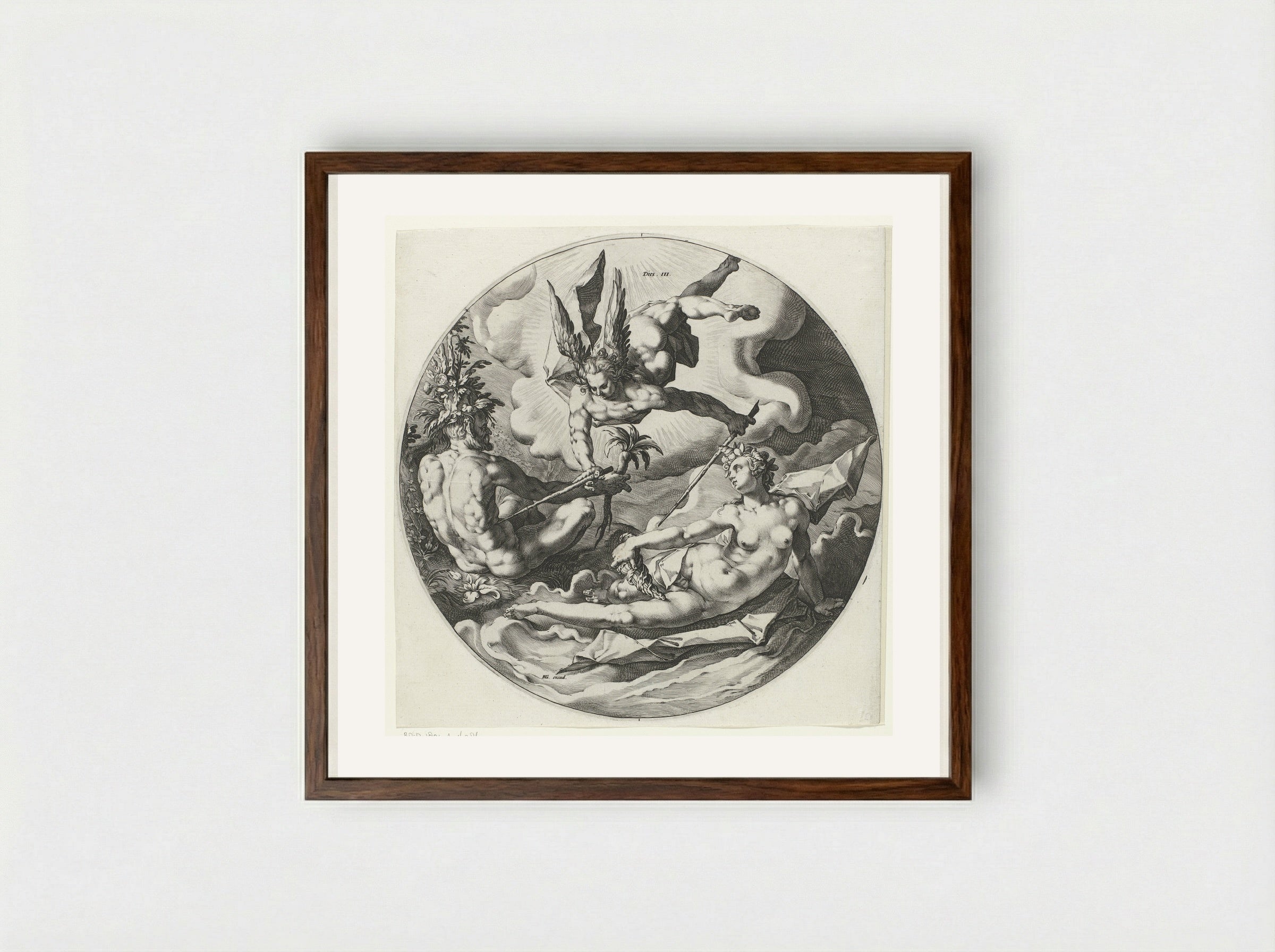 Derde scheppingsdag: scheiding van land en water - Jan Harmensz. Muller - Framed Print Dark Wood