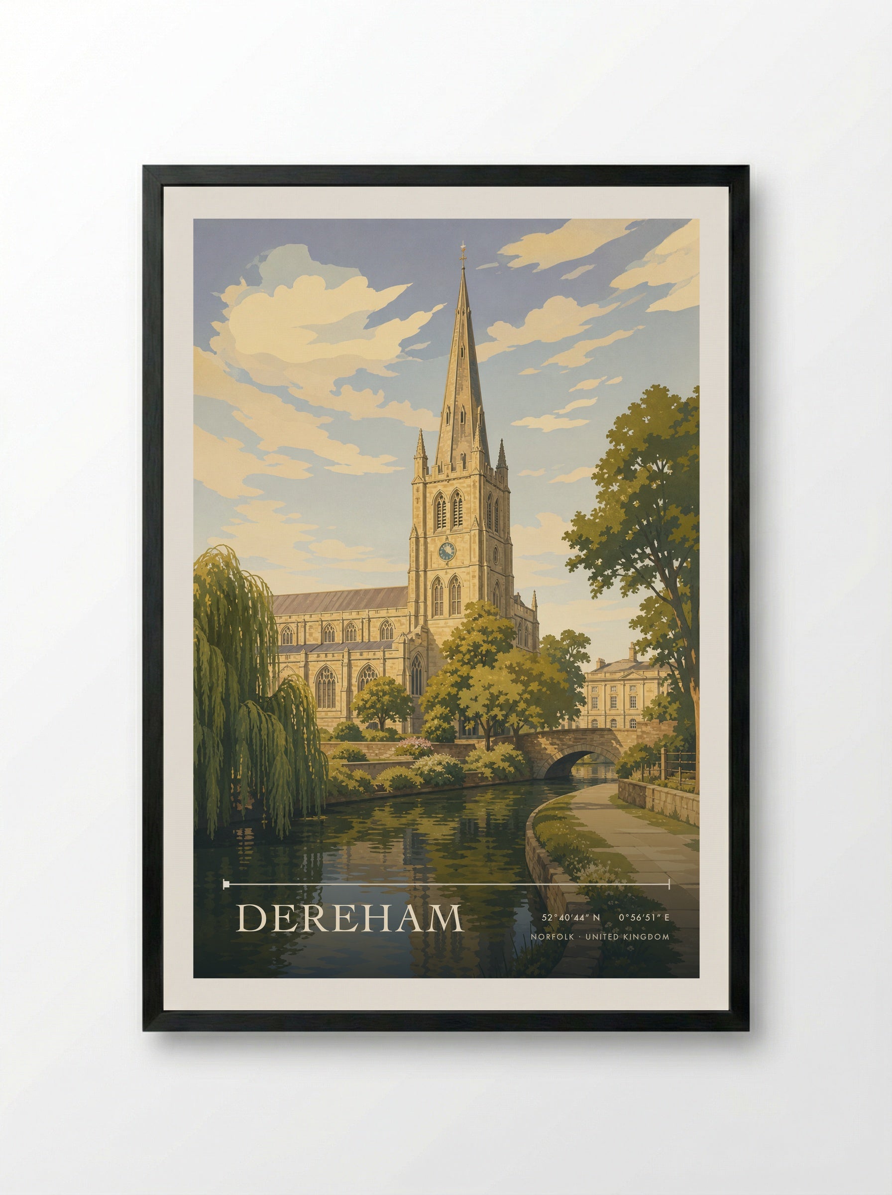Dereham Norfolk United Kingdom Travel Poster - Framed Print Black