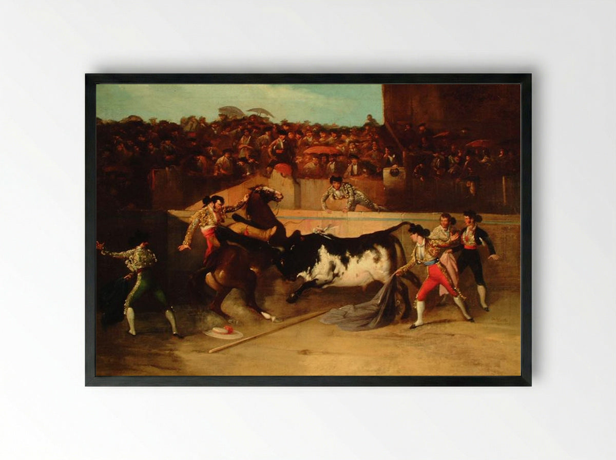 Derribo del picador - Manuel Rodríguez de Guzmán - Framed Print Black