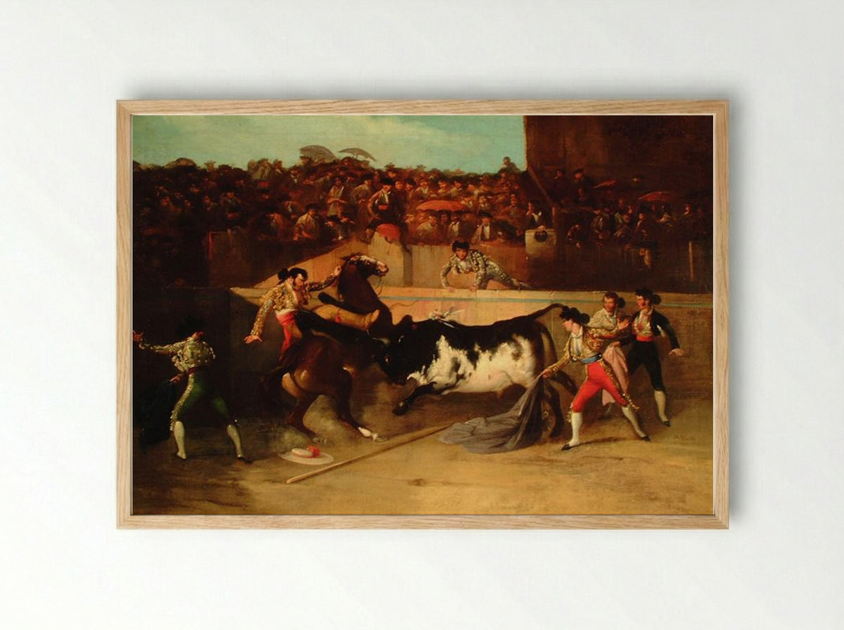 Derribo del picador - Manuel Rodríguez de Guzmán - Framed Print Wood