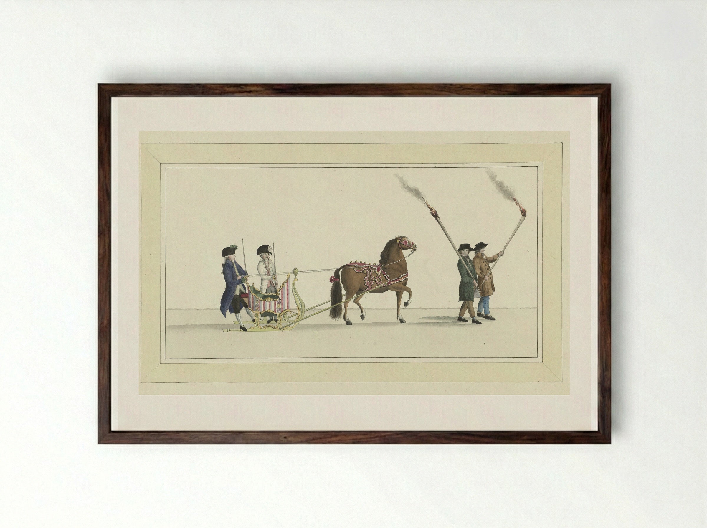 Dertiende slede - Abraham Delfos - Framed Print Dark Wood