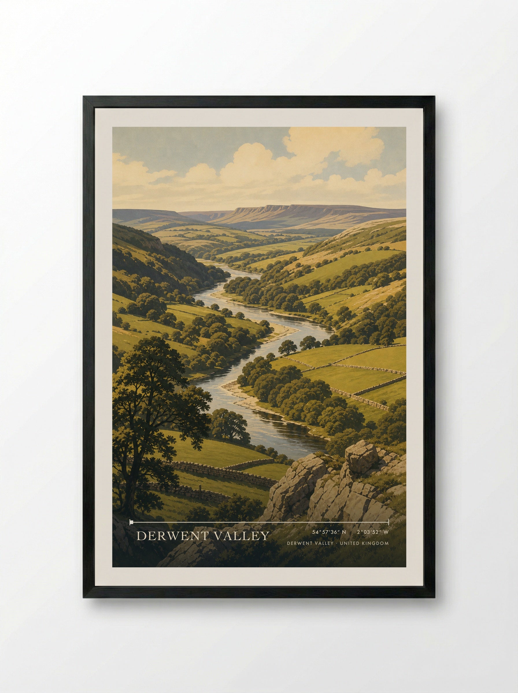 Derwent Valley United Kingdom Travel Poster - Framed Print Black