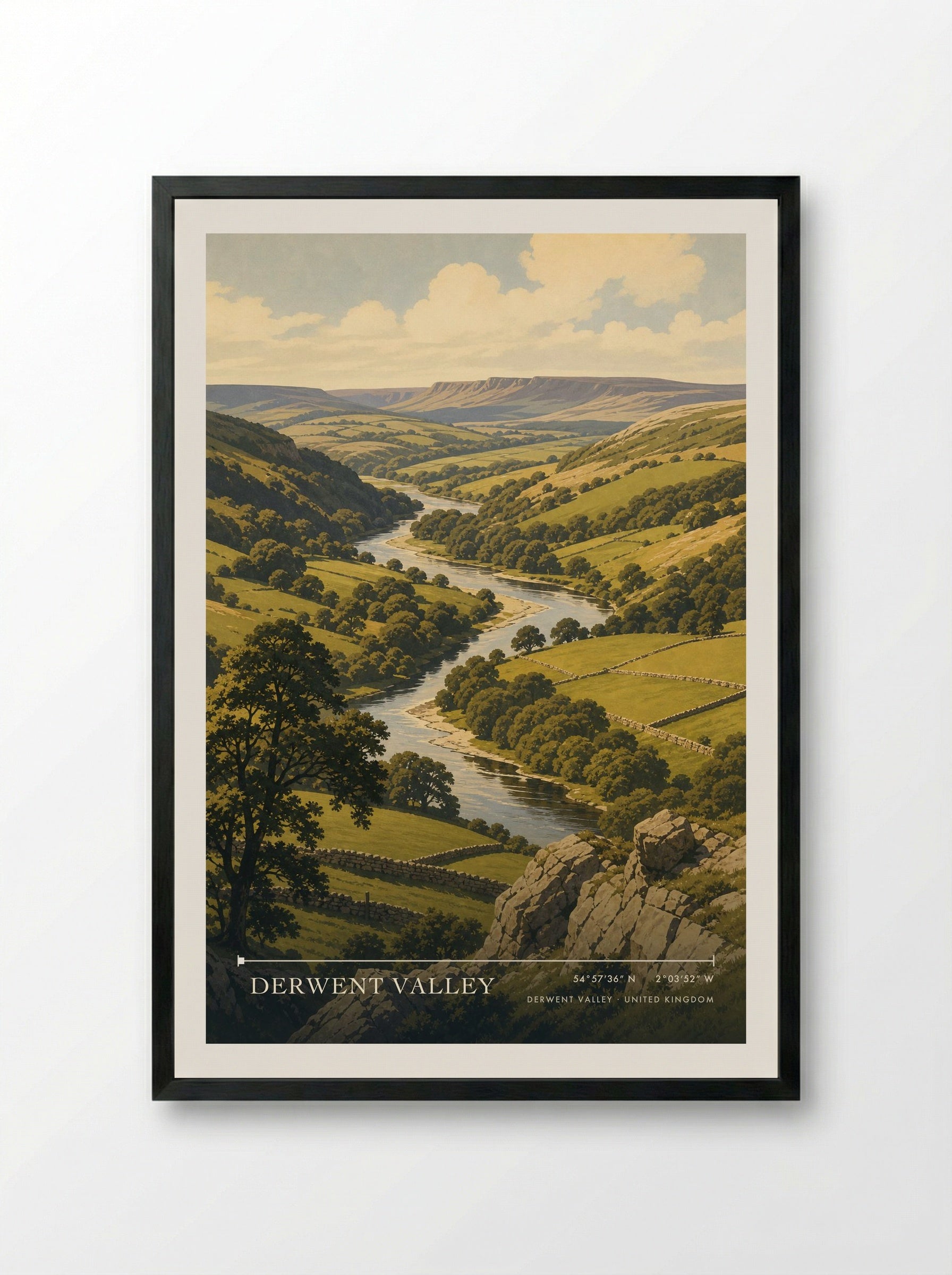 Derwent Valley United Kingdom Travel Poster - Framed Print Black