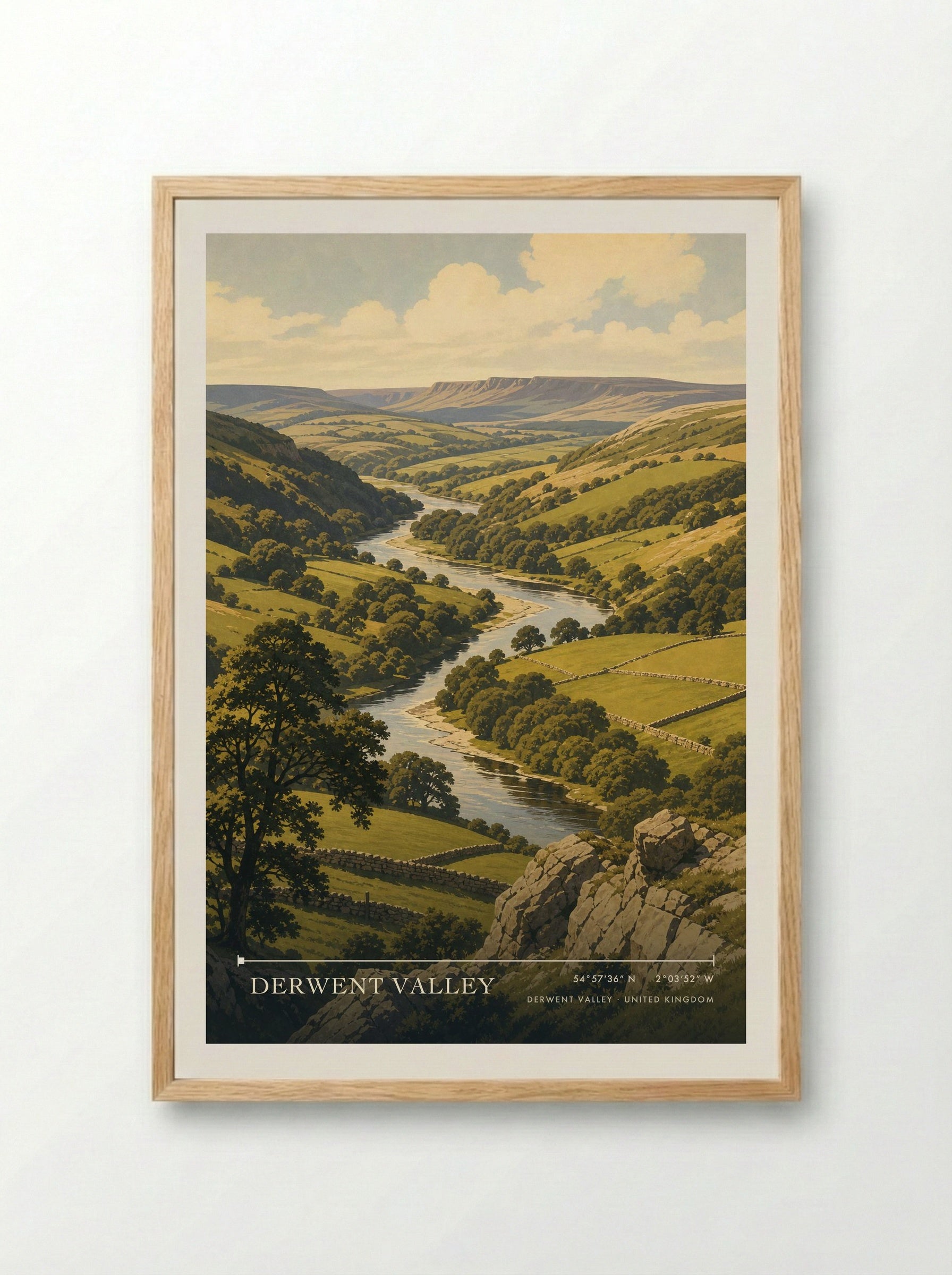 Derwent Valley United Kingdom Travel Poster - Framed Print Wood
