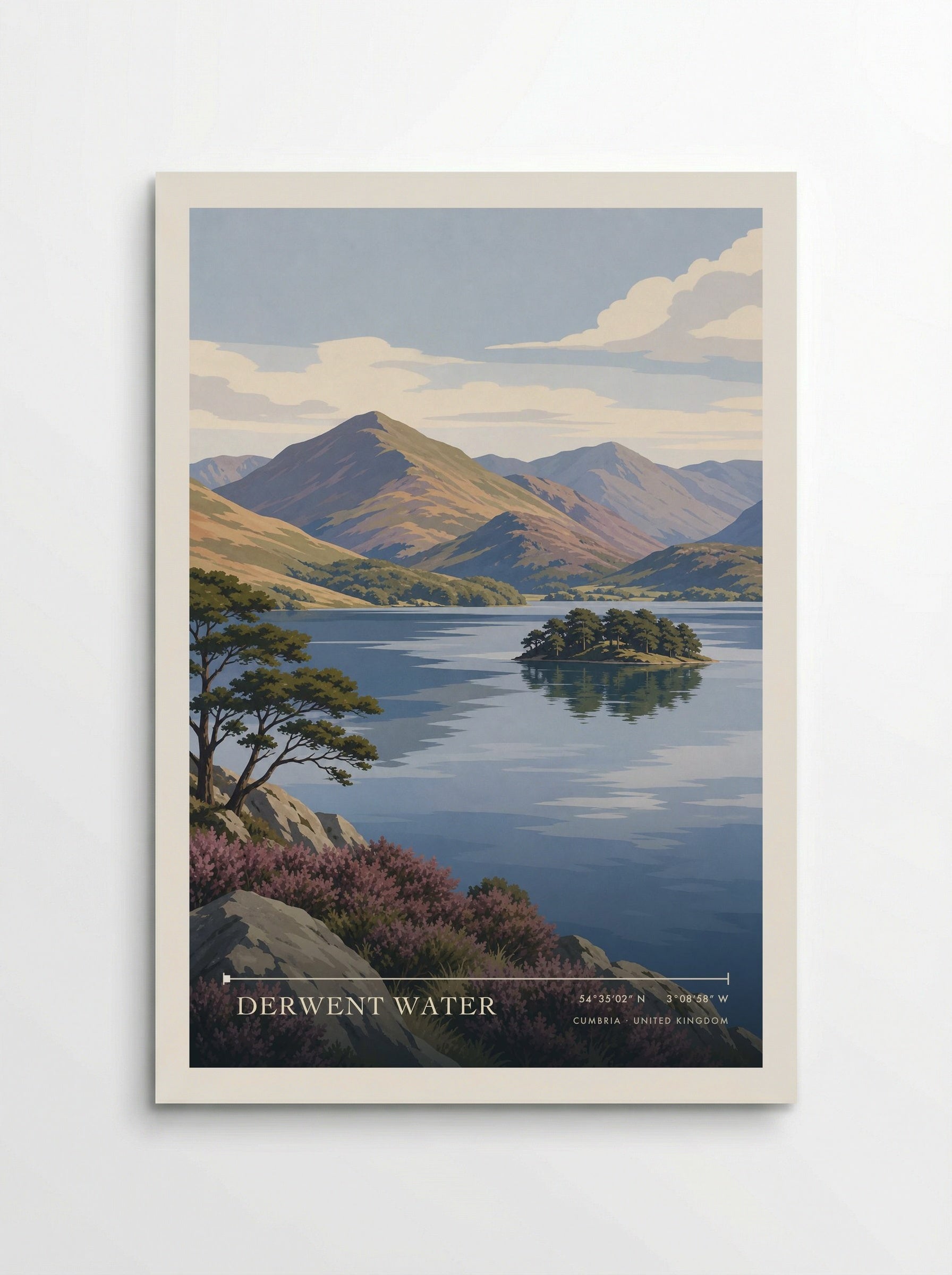 Derwent Water Cumbria United Kingdom Travel Poster - Poster