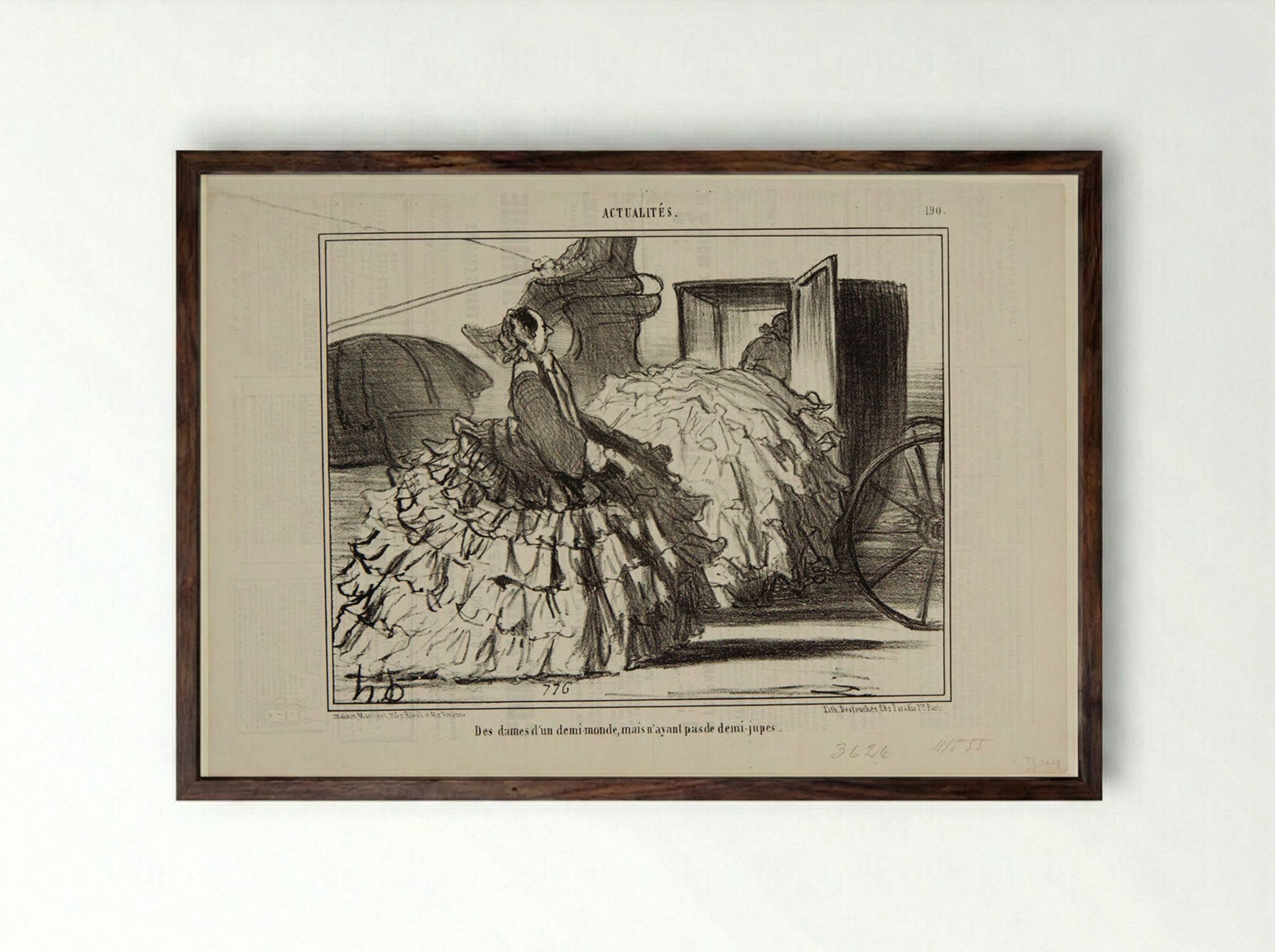 Des dames d'un demi-monde, mais n'ayant pas de demi-jupes - Honoré-Victorin Daumier - Framed Print Dark Wood