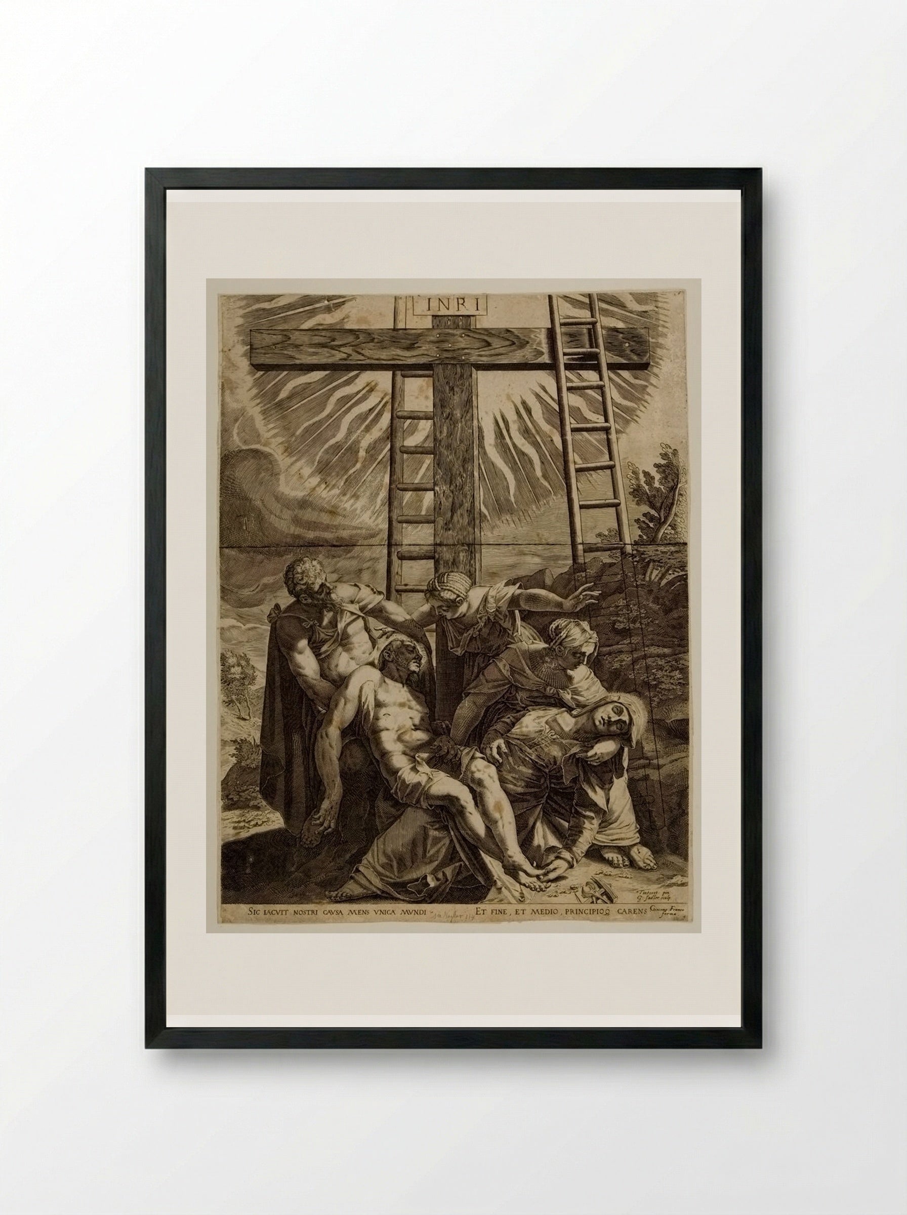 Descent From the Cross - Aegidius Sadeler II - Framed Print Black