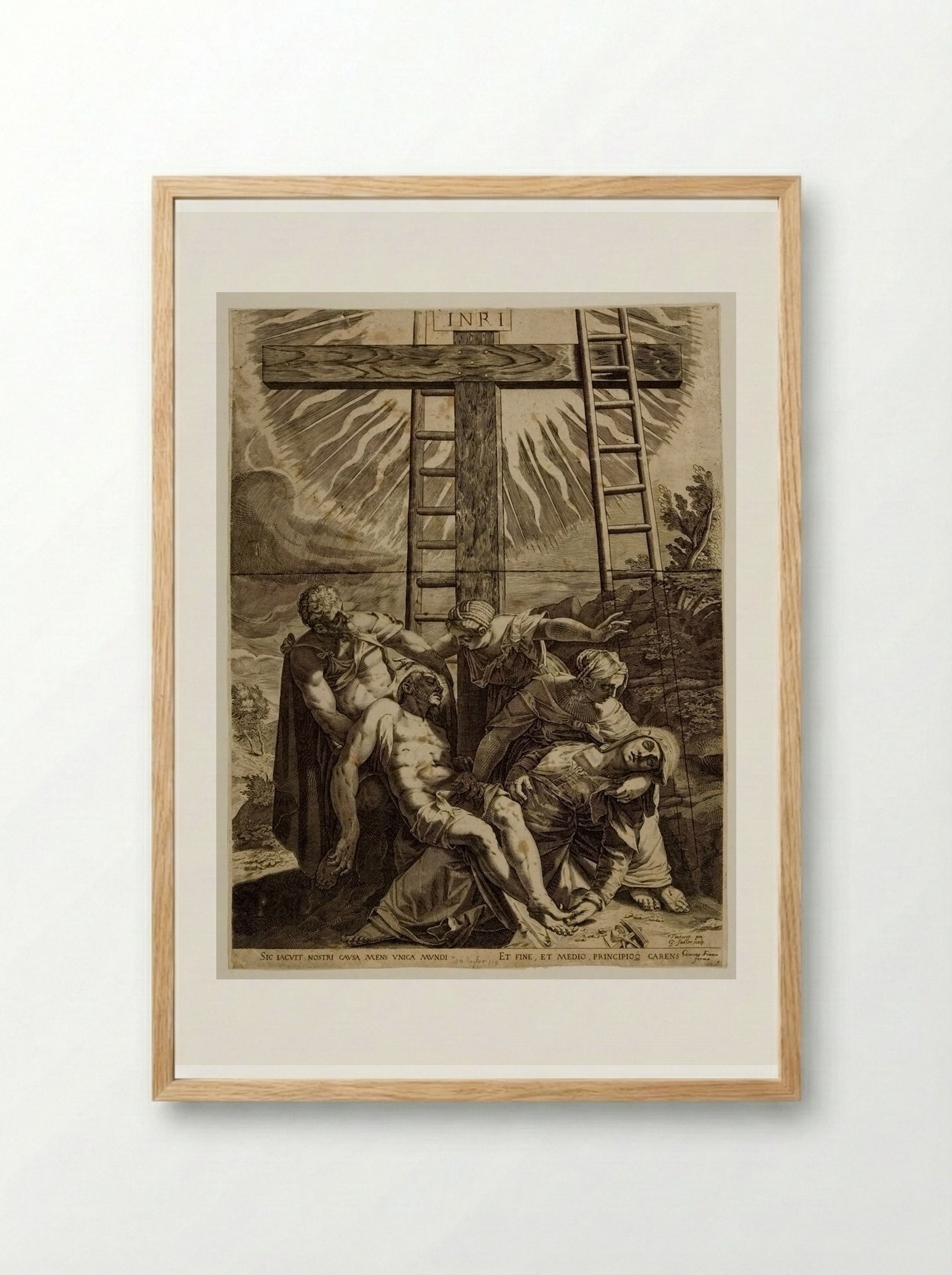 Descent From the Cross - Aegidius Sadeler II - Framed Print Wood