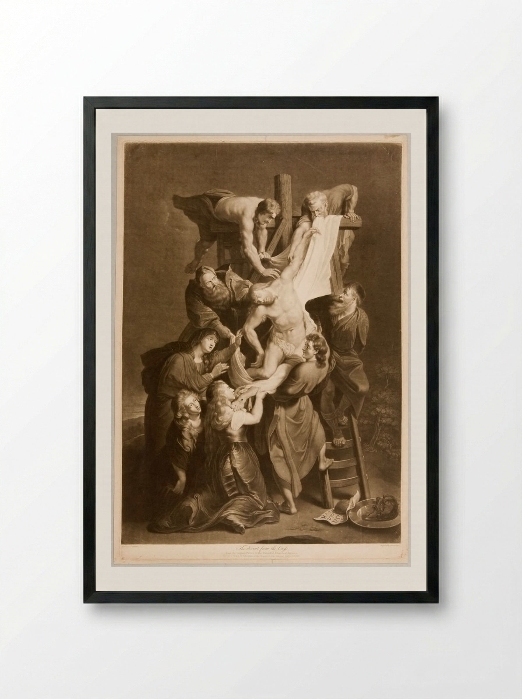 Descent from the Cross - Richard Earlom - Framed Print Black