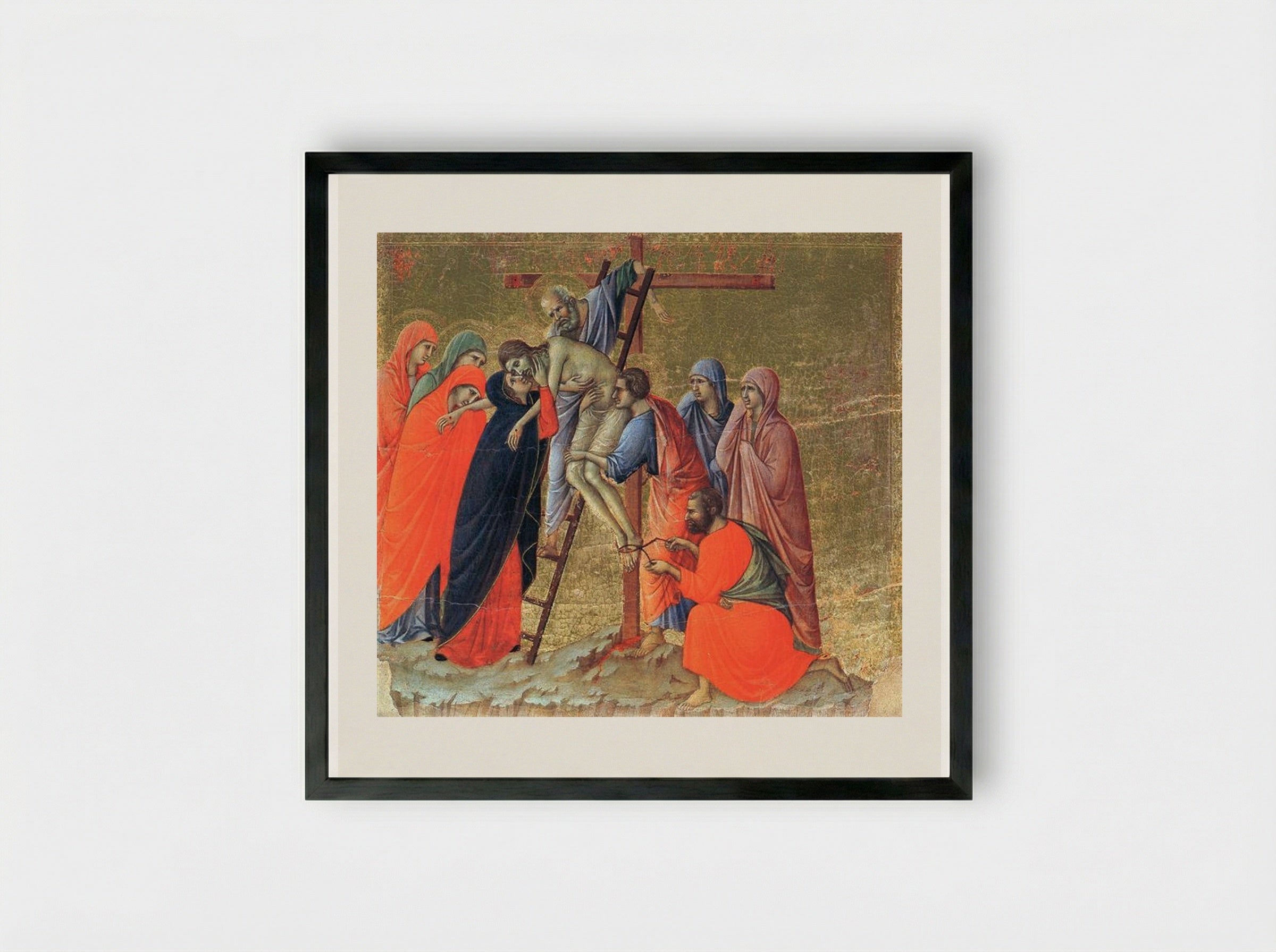 Descent from the Cross - Duccio di Buoninsegna - Framed Print Black