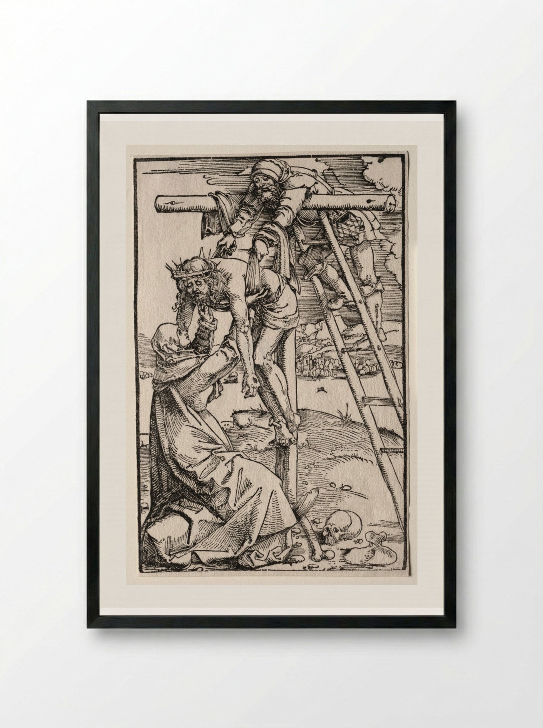 Descent from the Cross - Hans Baldung - Framed Print Black