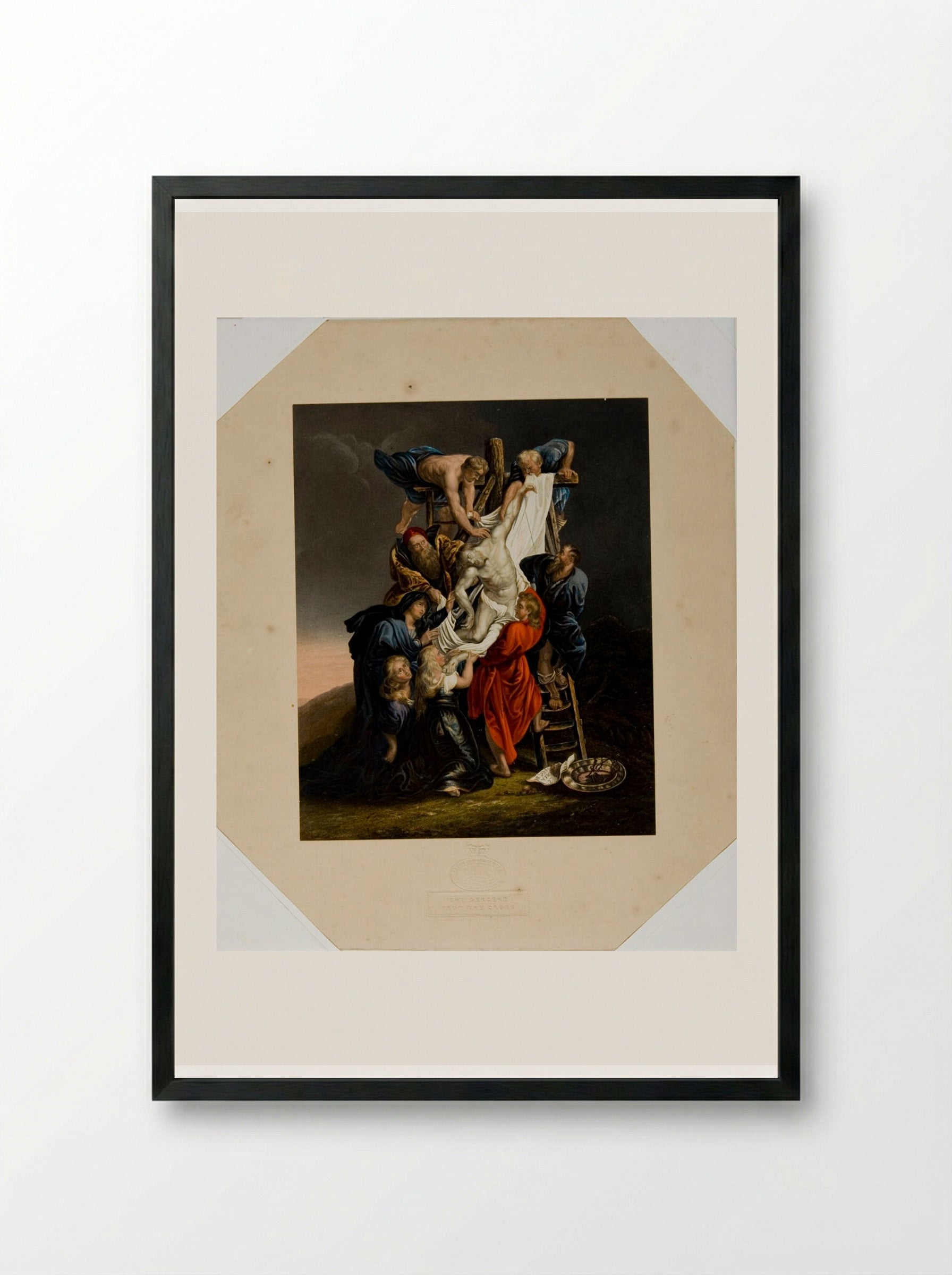 Descent from the Cross - George Baxter - Framed Print Black