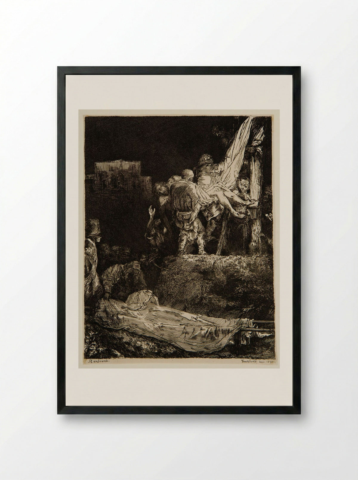 Descent from the Cross - Francesco Novelli - Framed Print Black
