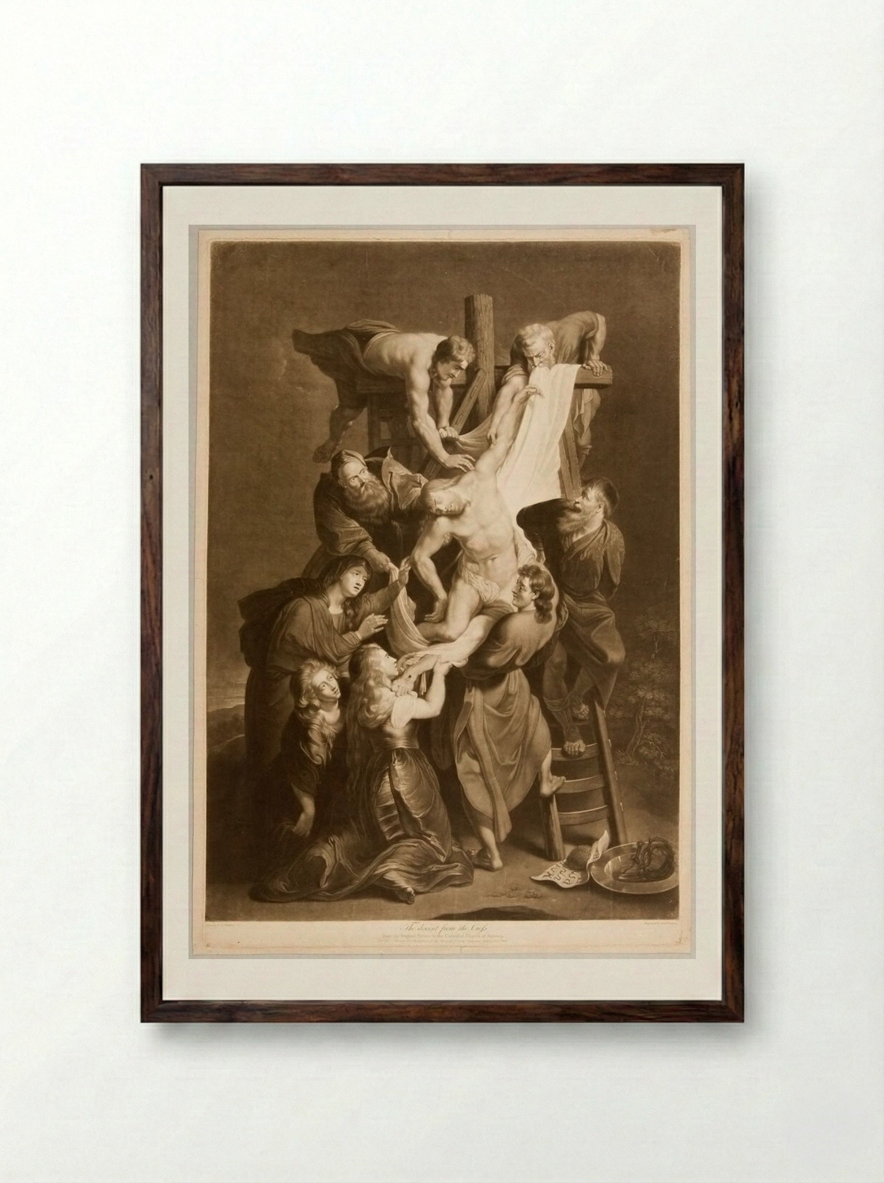Descent from the Cross - Richard Earlom - Framed Print Dark Wood