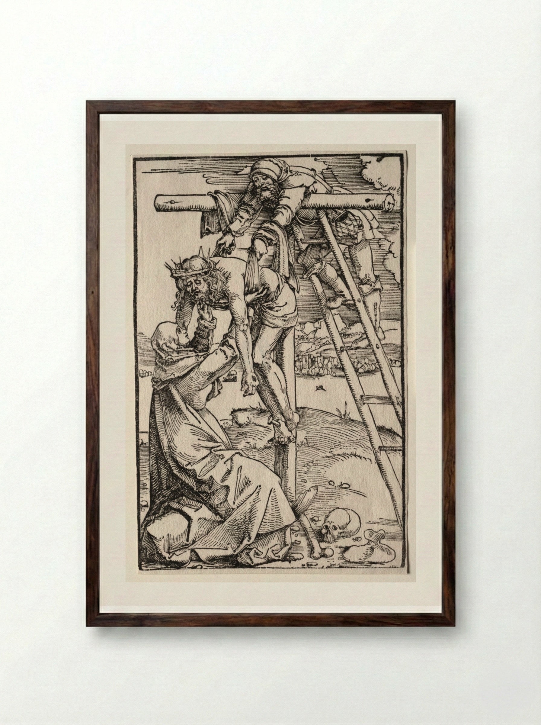 Descent from the Cross - Hans Baldung - Framed Print Dark Wood