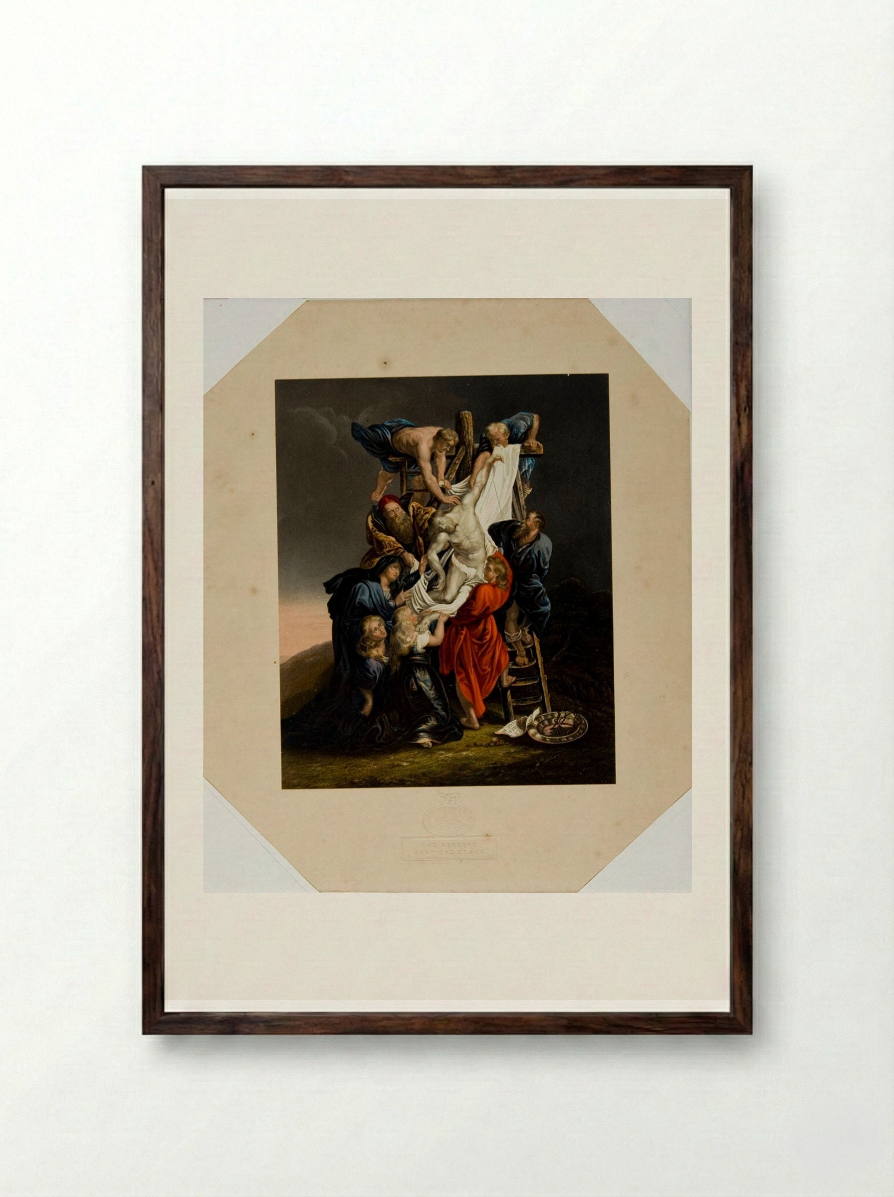 Descent from the Cross - George Baxter - Framed Print Dark Wood