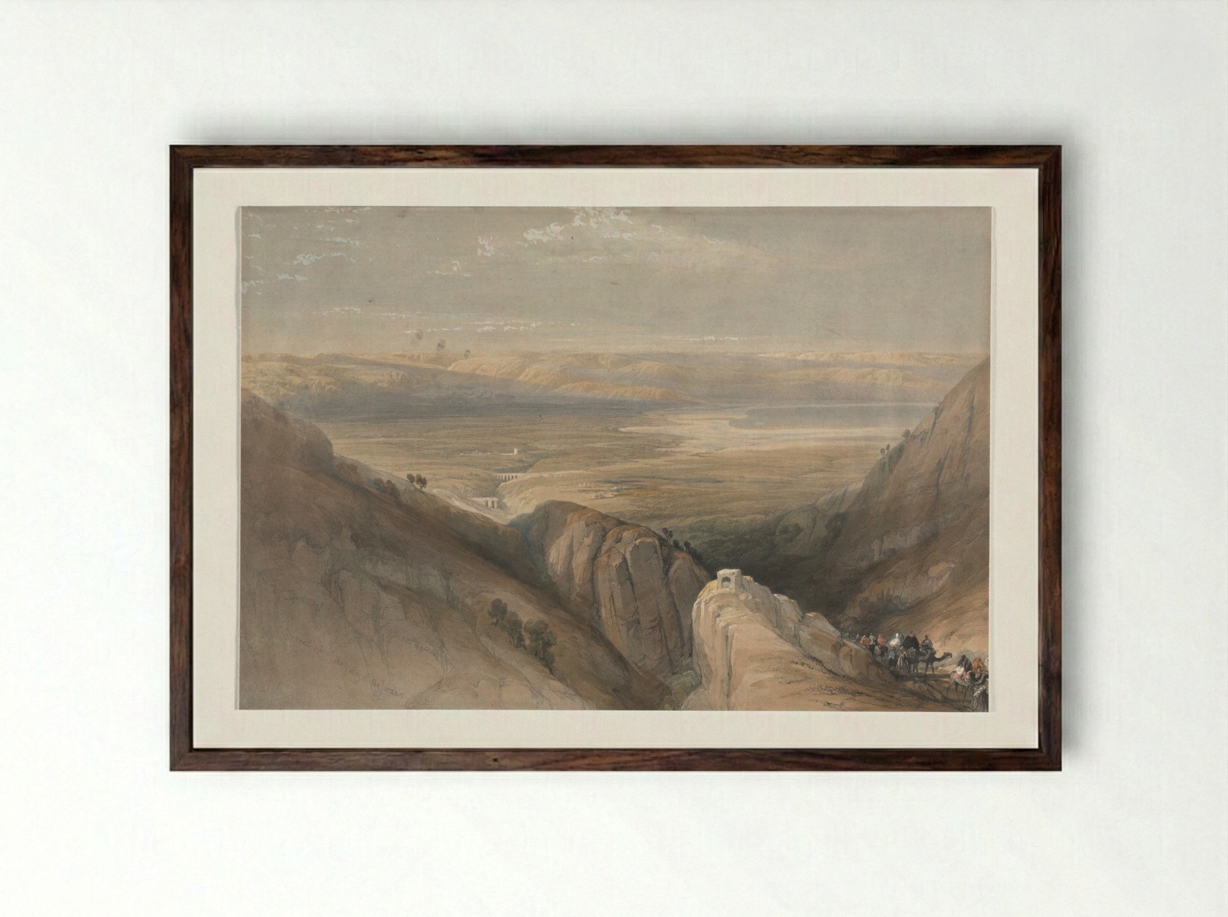 Descent from the Valley of the Jordan - David Roberts - Framed Print Dark Wood