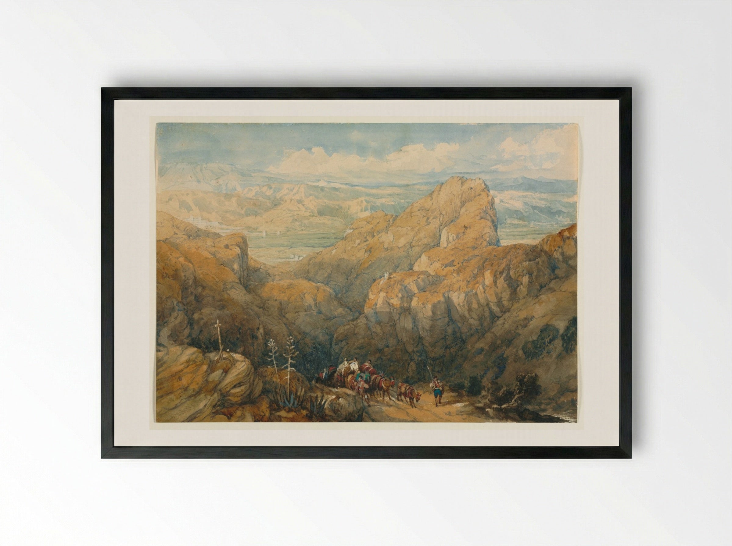 Descent into the Plain of Granada - David Roberts - Framed Print Black