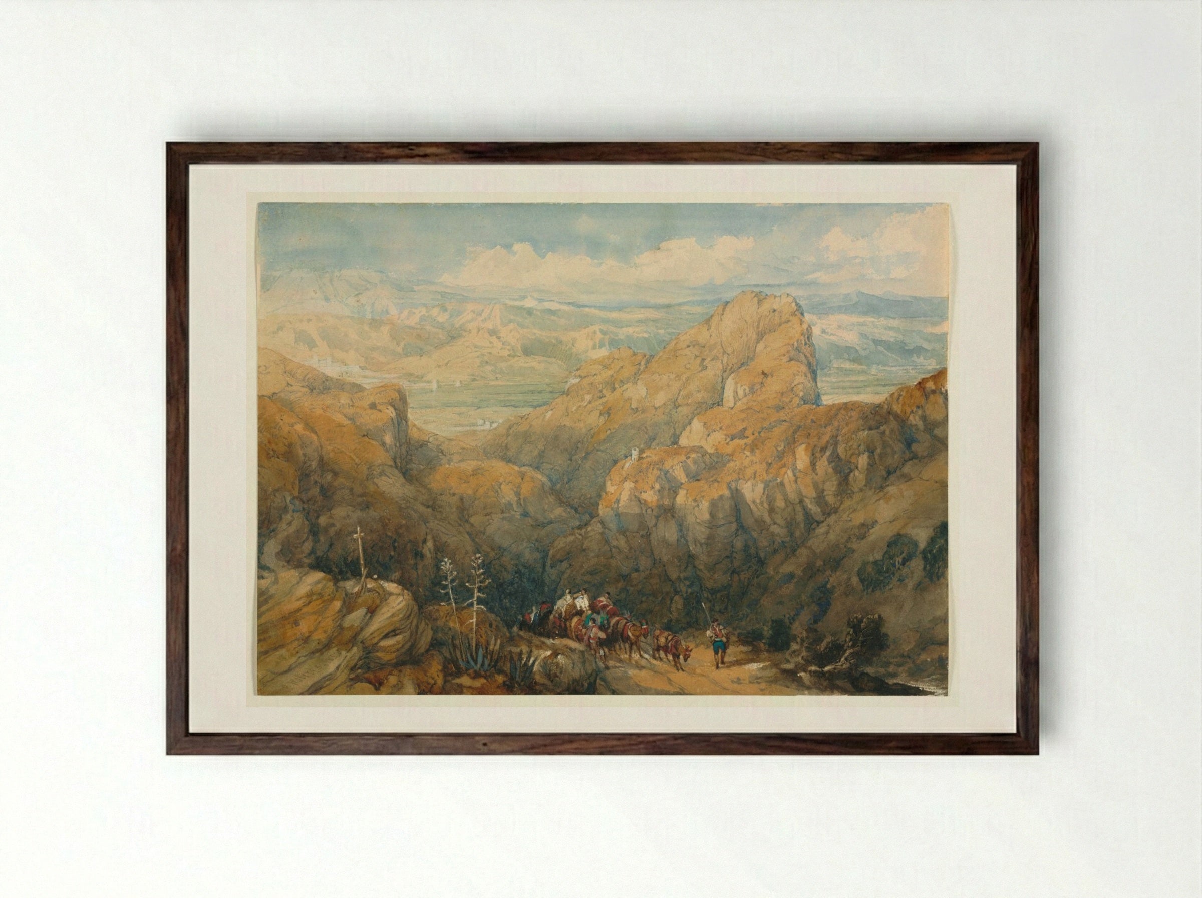 Descent into the Plain of Granada - David Roberts - Framed Print Dark Wood