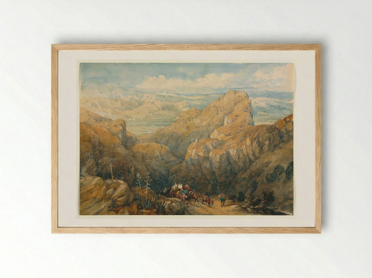 Descent into the Plain of Granada - David Roberts - Framed Print Wood