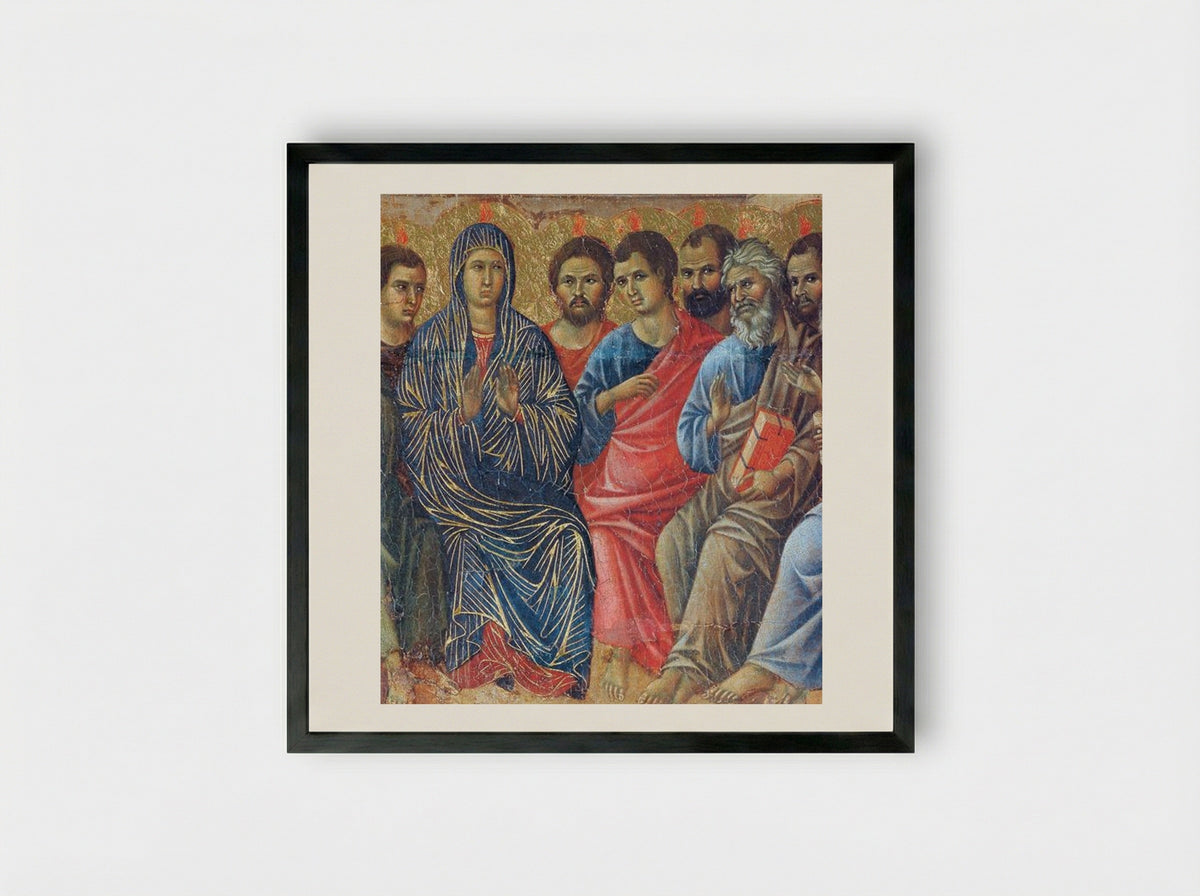 Descent of the Holy Spirit upon the Apostles (Fragment) - Duccio di Buoninsegna - Framed Print Black