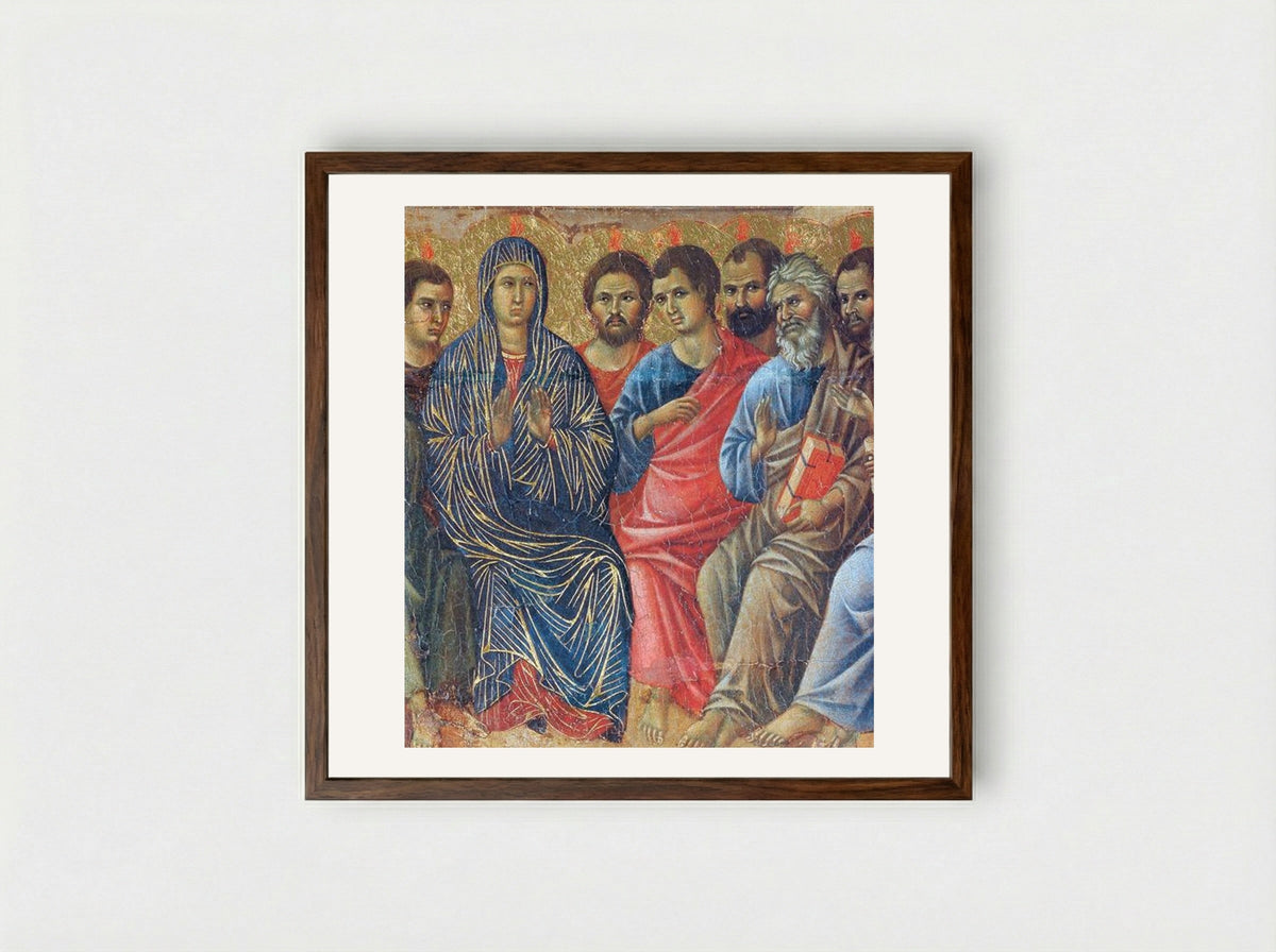 Descent of the Holy Spirit upon the Apostles (Fragment) - Duccio di Buoninsegna - Framed Print Dark Wood