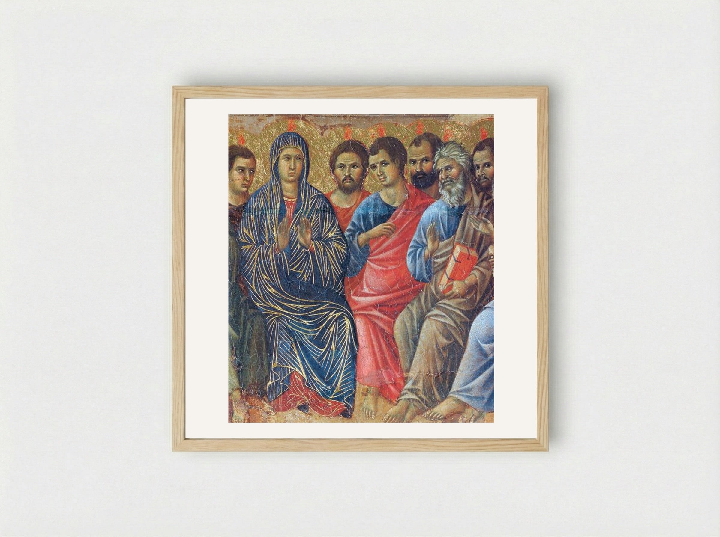 Descent of the Holy Spirit upon the Apostles (Fragment) - Duccio di Buoninsegna - Framed Print Wood