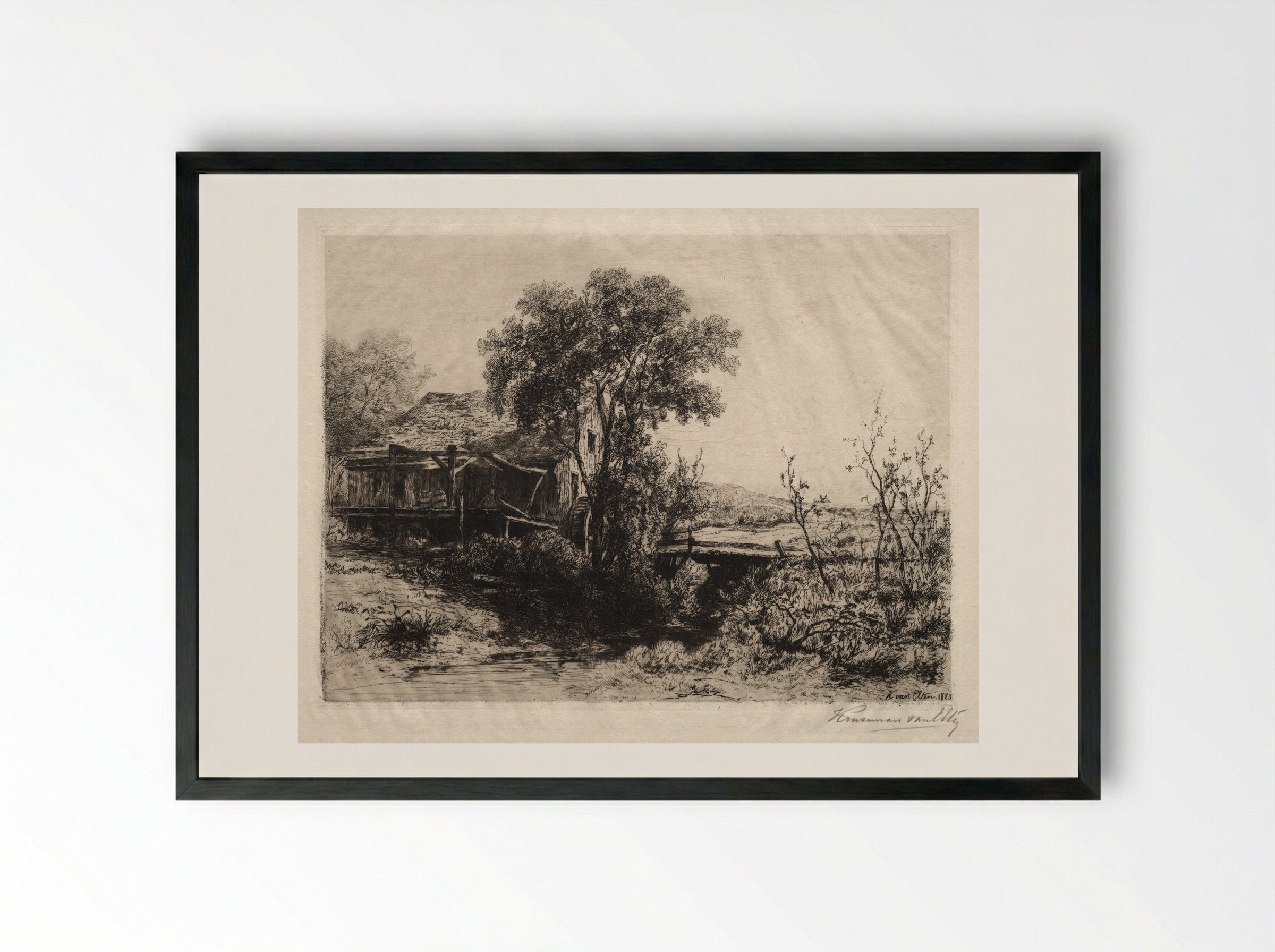 Deserted Mill - Hendrik Dirk Kruseman van Elten - Framed Print Black