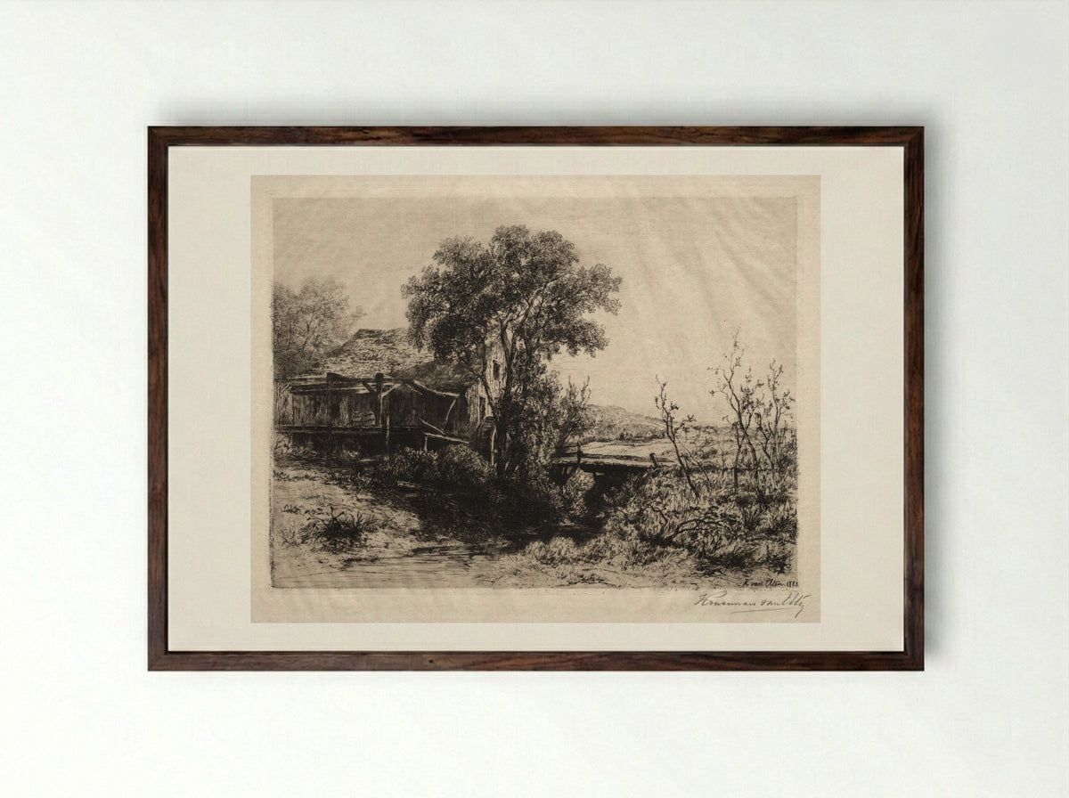 Deserted Mill - Hendrik Dirk Kruseman van Elten - Framed Print Dark Wood
