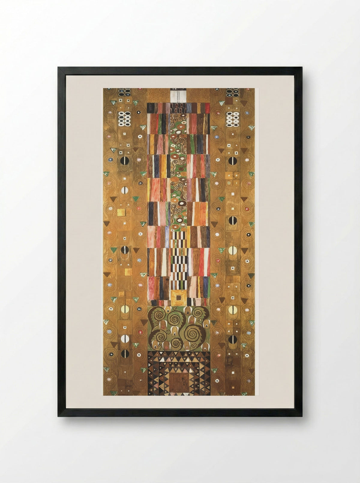 Design for the Stoclet Frieze: The Knight - Gustav Klimt - Framed Print Black