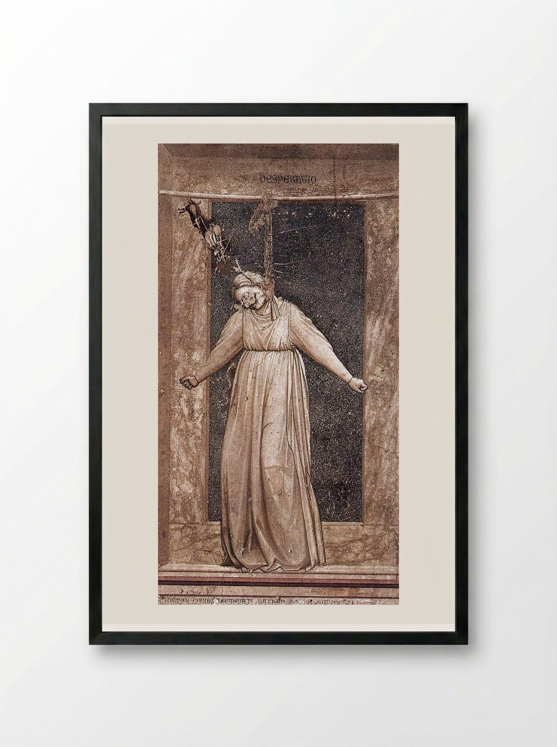 Desperatio (Allegory of Despair) - Giotto di Bondone - Framed Print Black