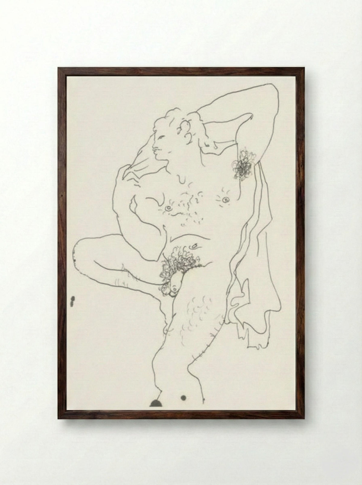 Dessin érotique - Jean Cocteau - Framed Print Dark Wood