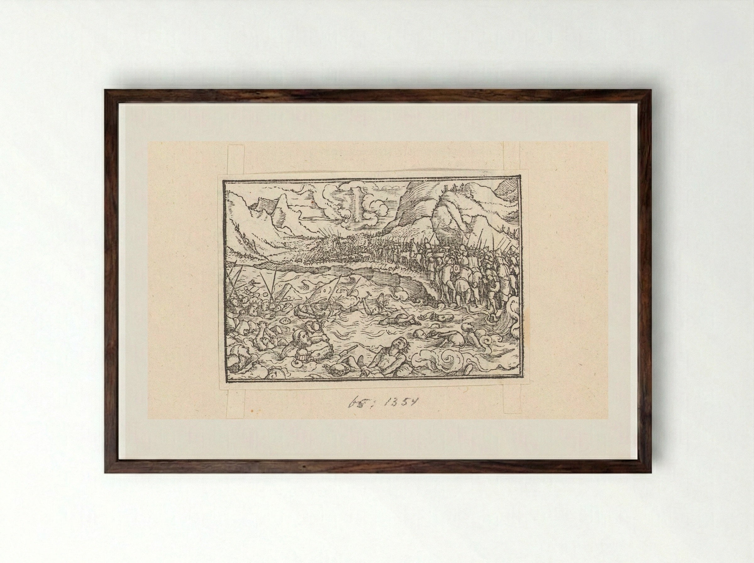 Destruction of Pharaoh's Army in the Red Sea - Veit Rudolf Specklin - Framed Print Dark Wood