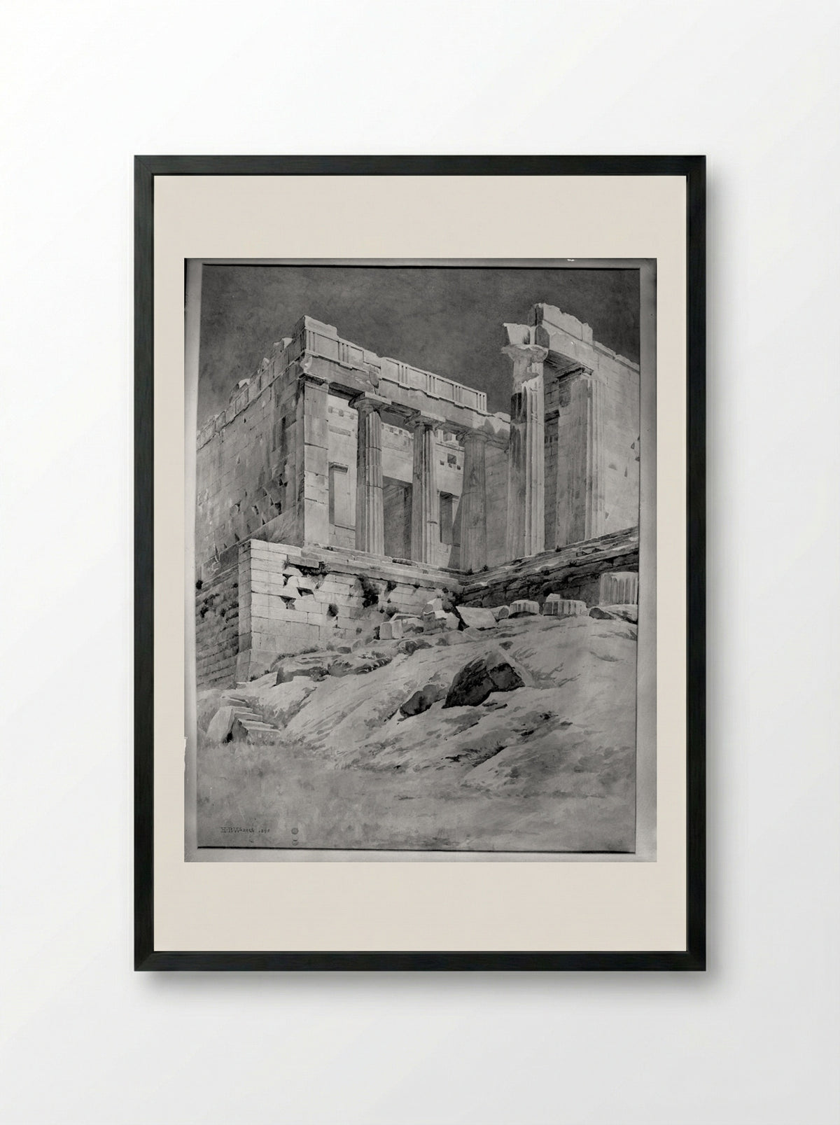 Detail of the Acropolis: The Propylaea - Harold Broadfield Warren - Framed Print Black