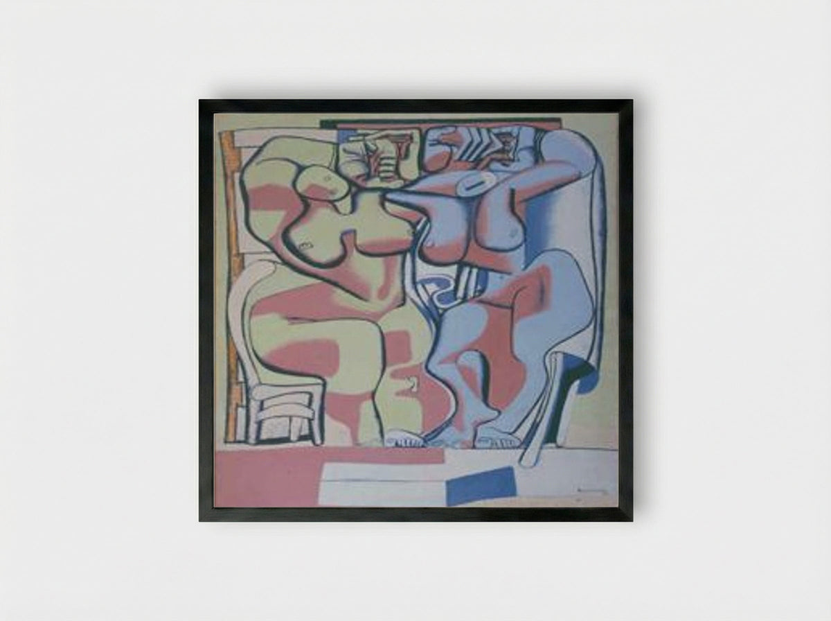 Deux femmes debout à la chaise - Le Corbusier - Framed Print Black