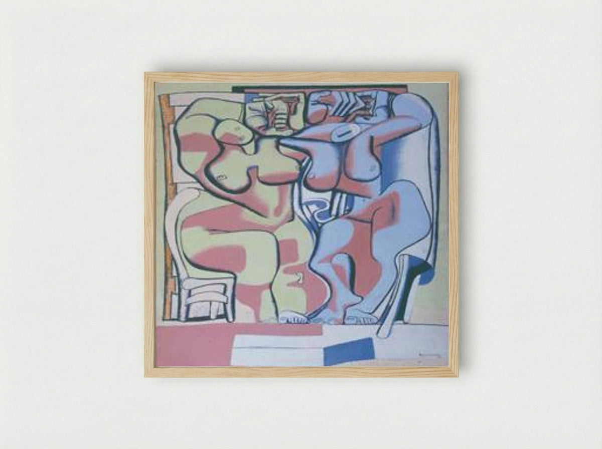 Deux femmes debout à la chaise - Le Corbusier - Framed Print Wood