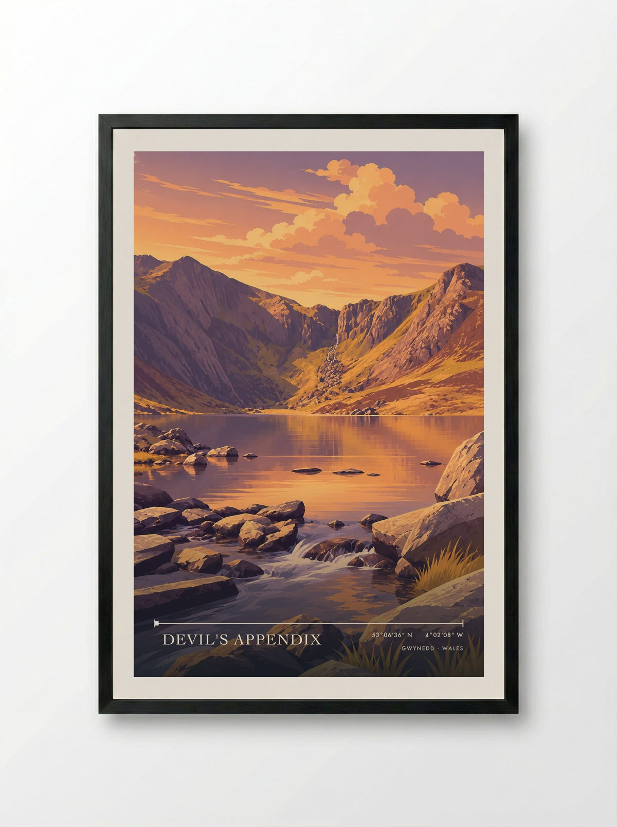Devil's Appendix, Gwynedd | Travel Poster - Framed Print Black