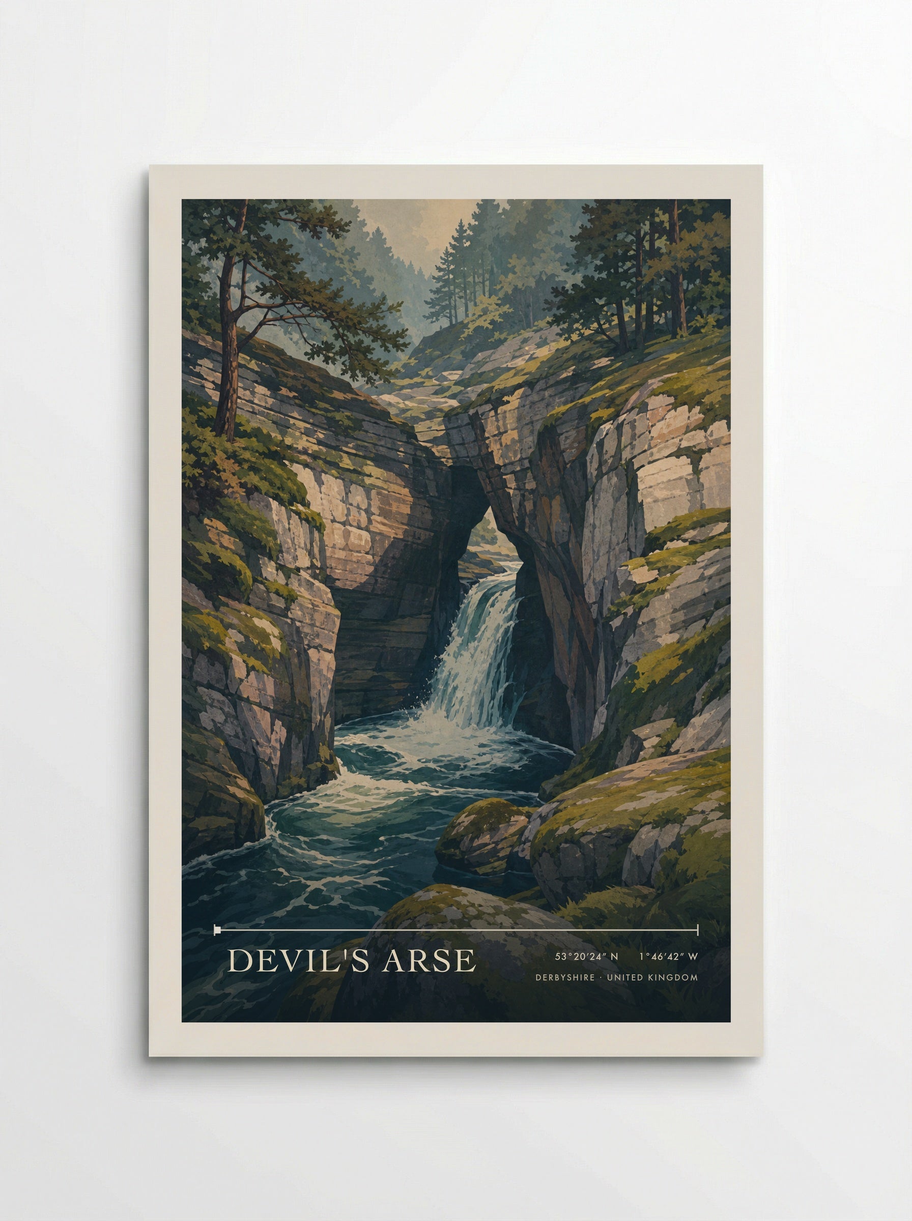 Devil's Arse Derbyshire United Kingdom Travel Poster - Poster